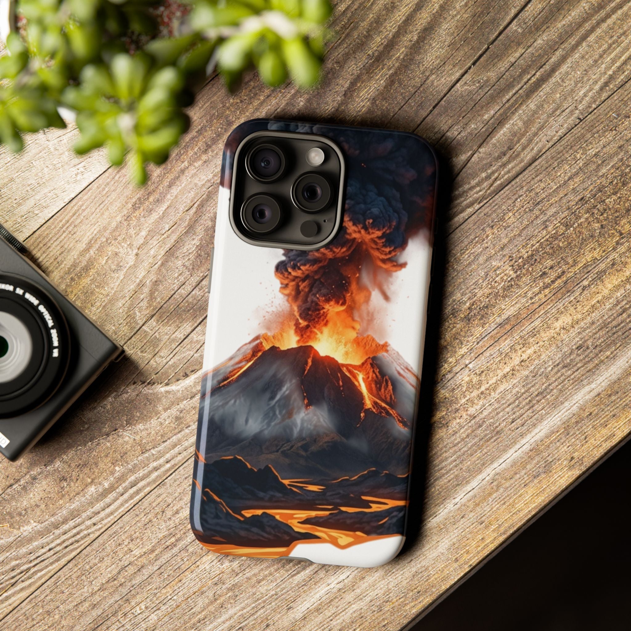 Volcano Eruption Tough Phone Case — Fiery Lava Protective Cover