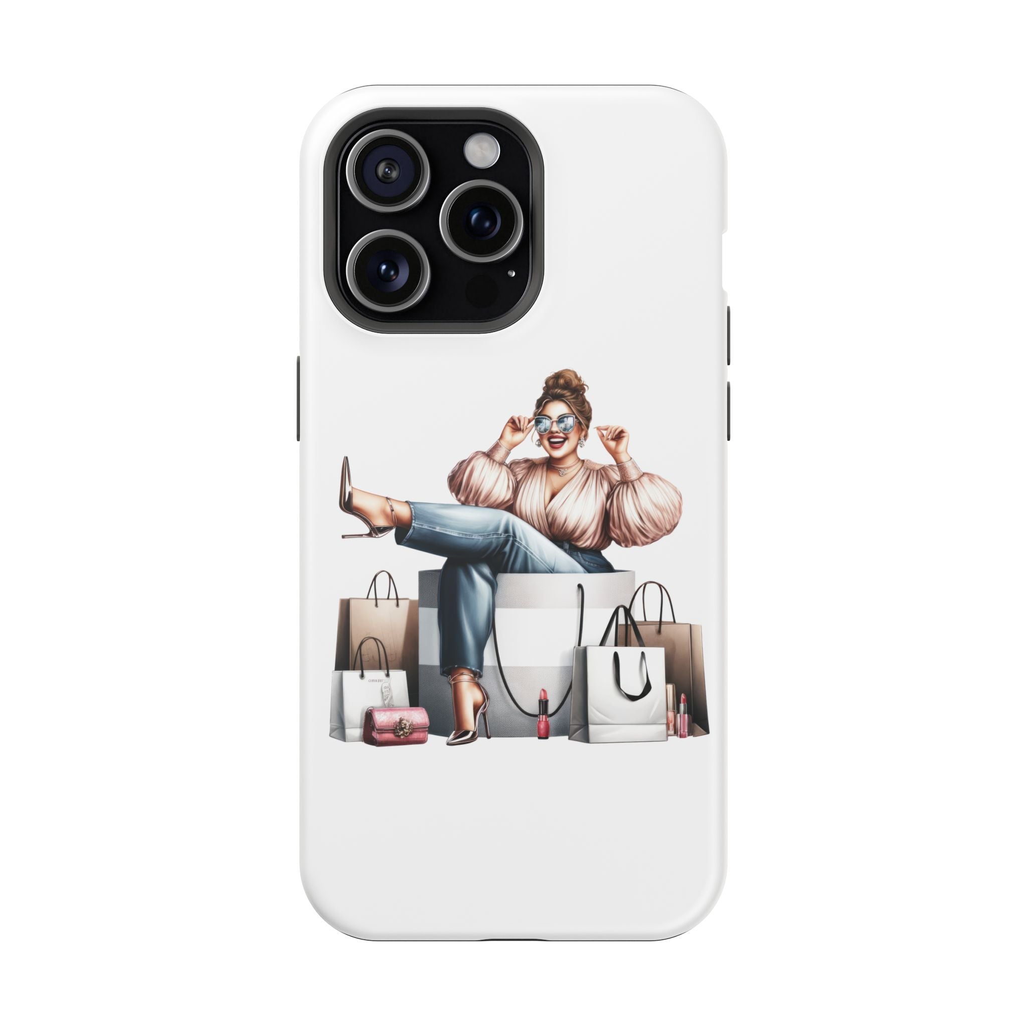 Magnetic Impact-Resistant Case — Luxury Shopper Goddess on Clouds Phone Cover