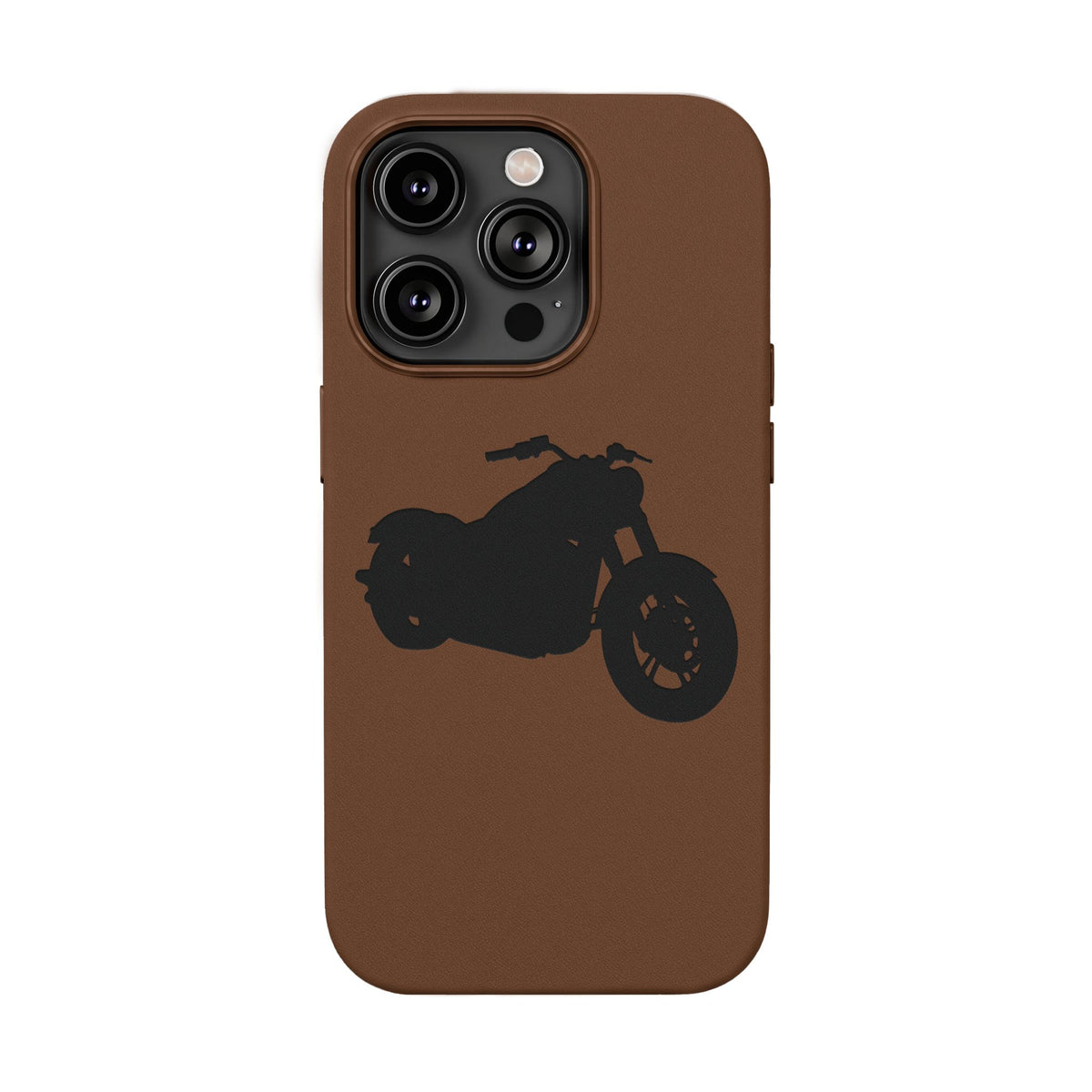 Engraved PU Leather Phone Case — Motorcycle Silhouette