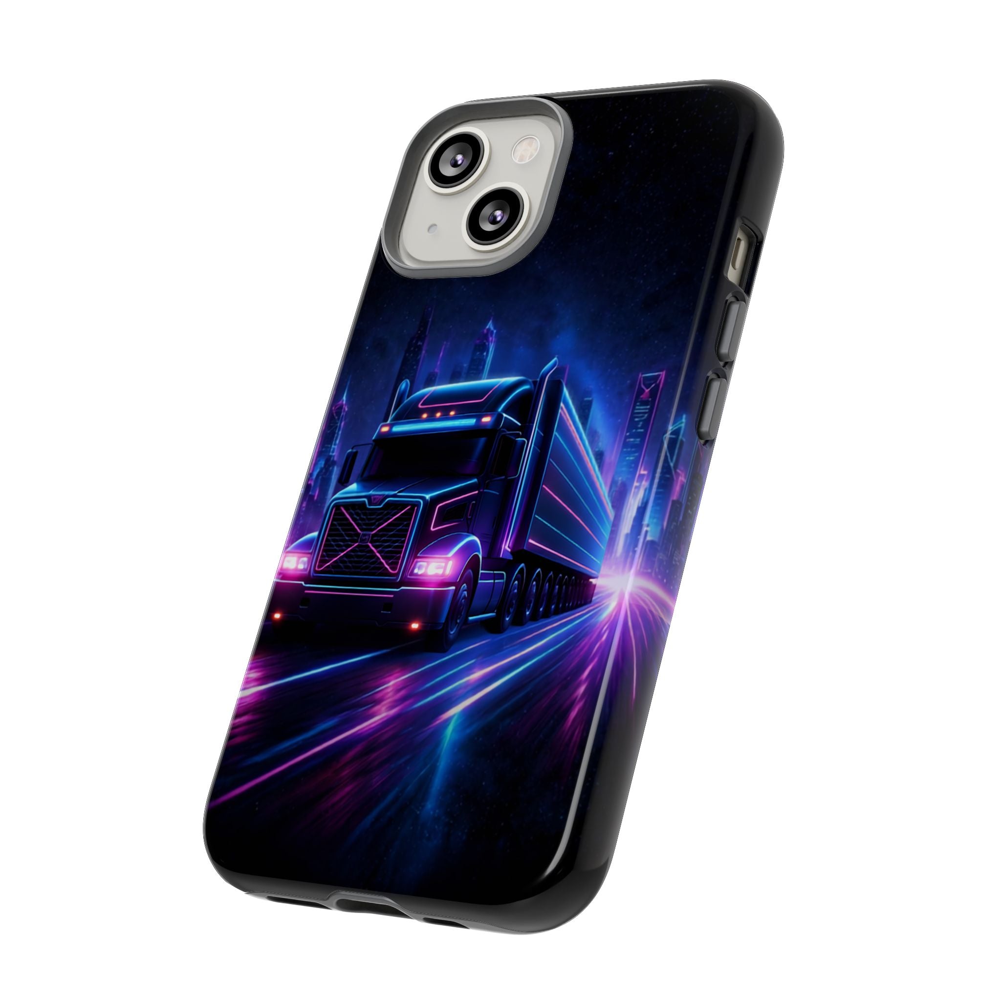 Neon Retro Rig Phone Case — Trucker Semi Truck Nightscape Protective Case