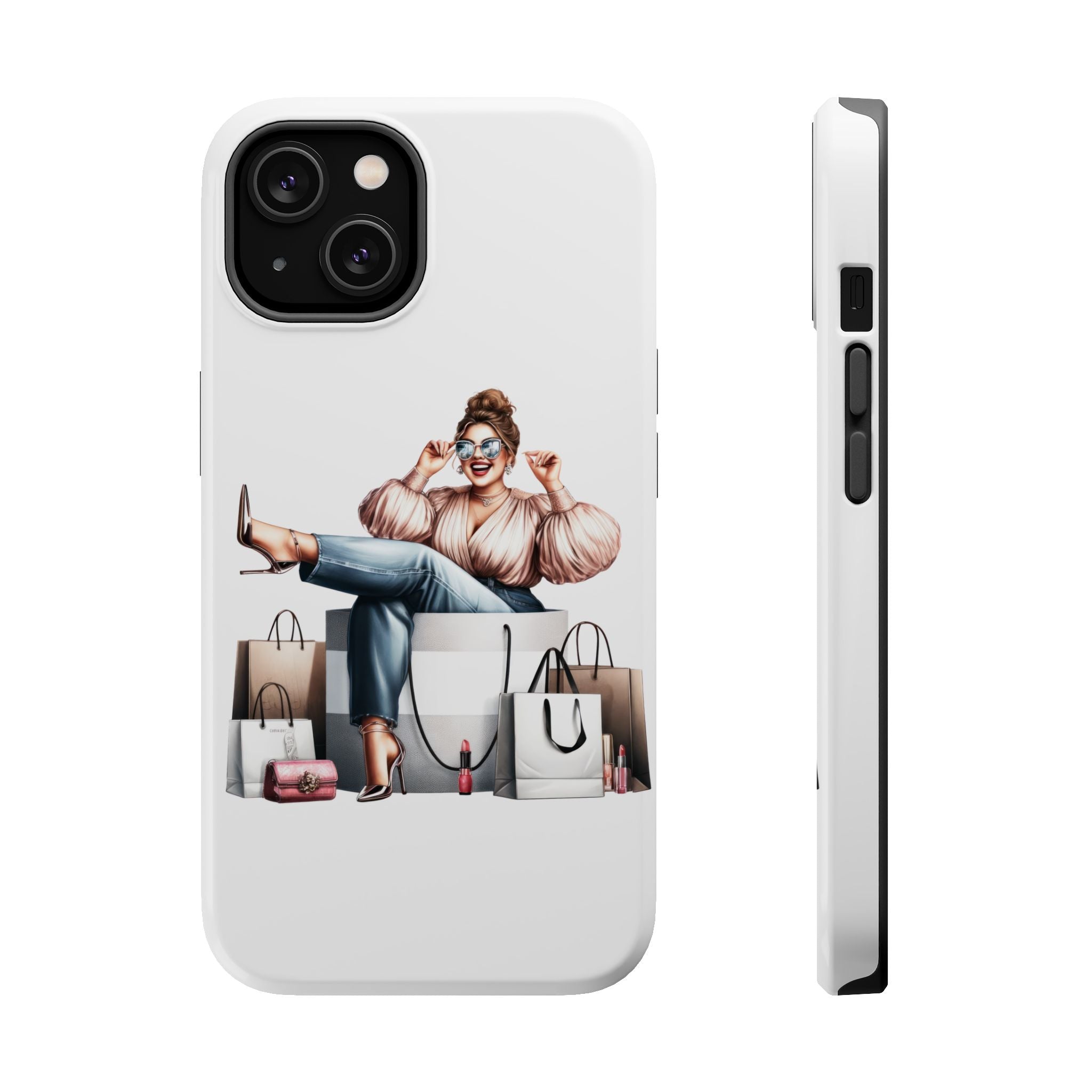Magnetic Impact-Resistant Case — Luxury Shopper Goddess on Clouds Phone Cover