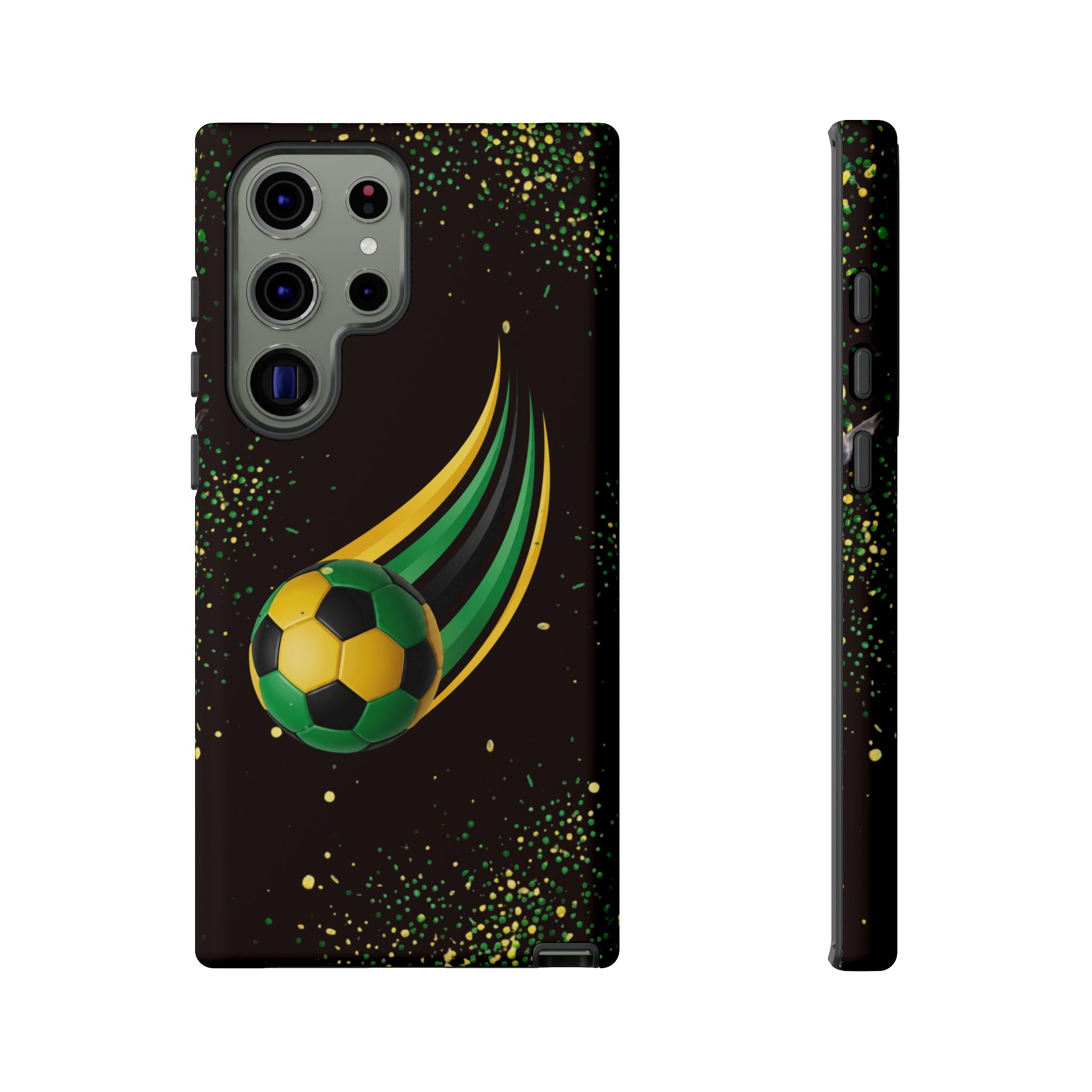 Soccer Comet Tough Phone Case – Green & Yellow Football Design