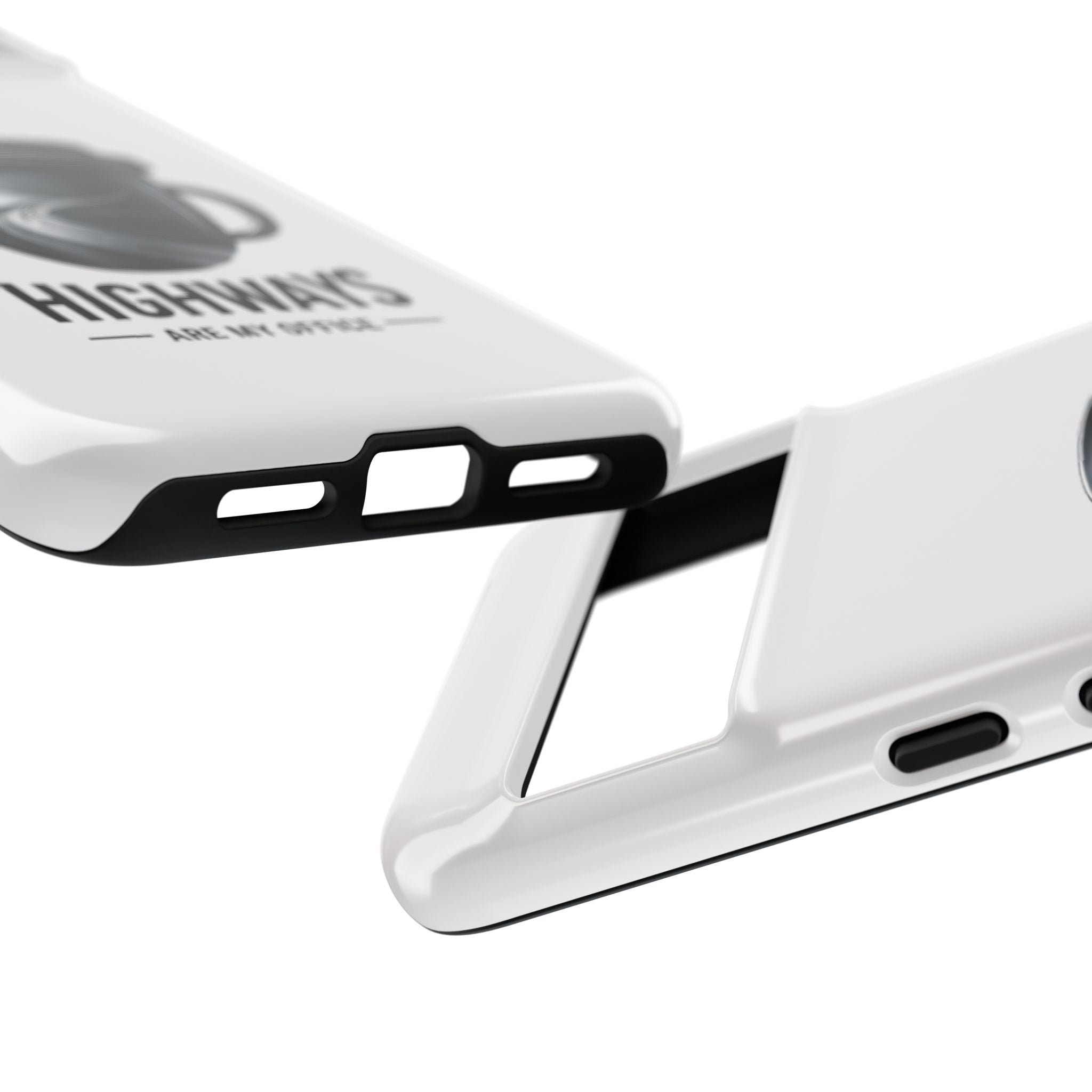 Hard Shell Phone Case — “Highways Are My Office” Travel Coffee Design