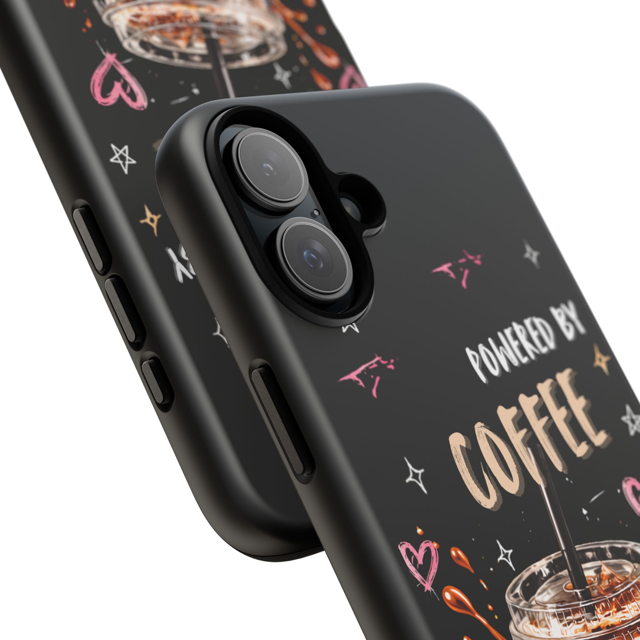 Phone Case — "Powered by Coffee & Chaos" Iced Coffee Protective Cover