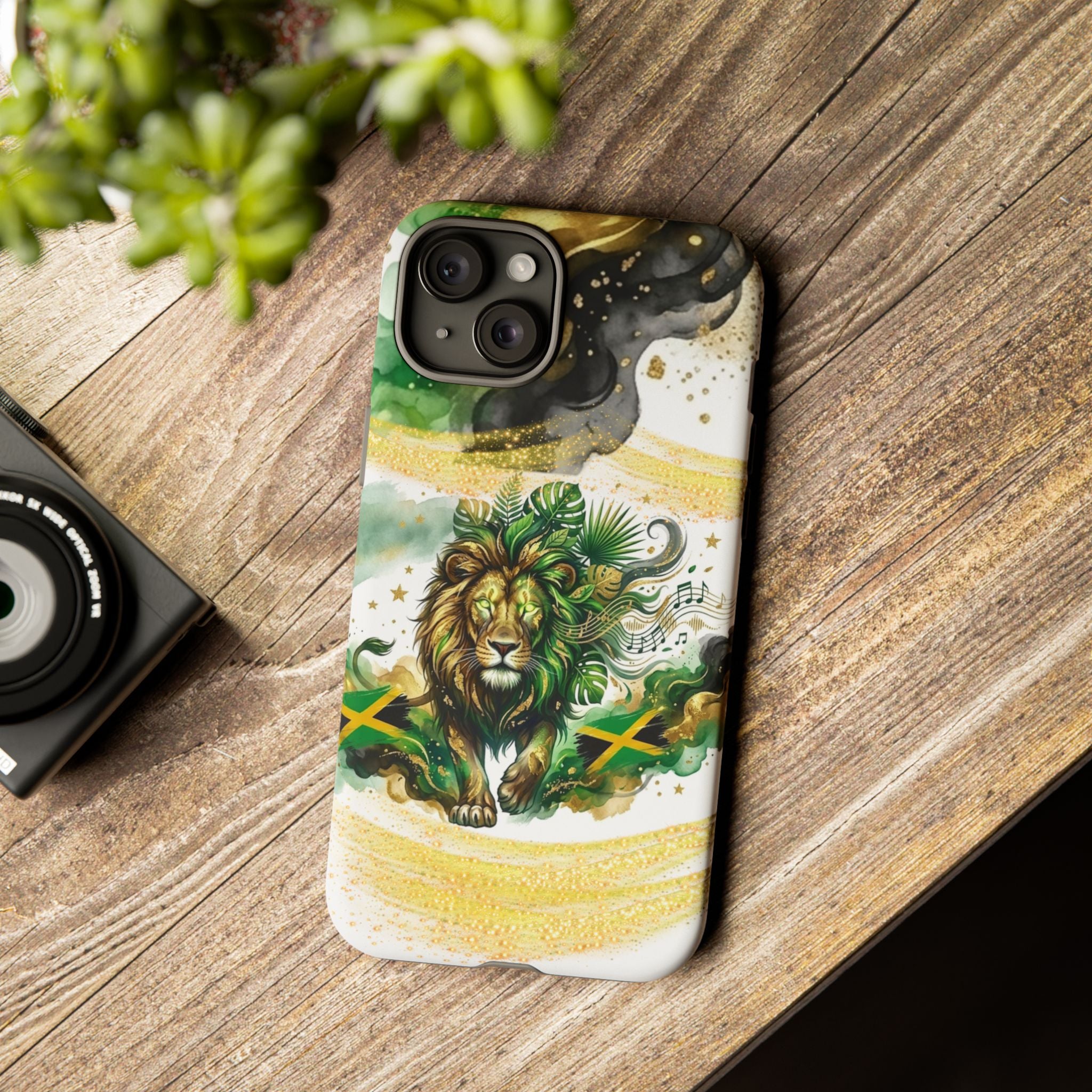 Reggae Lion Phone Case — Jamaican Flag Rasta Art Tough Phone Cover