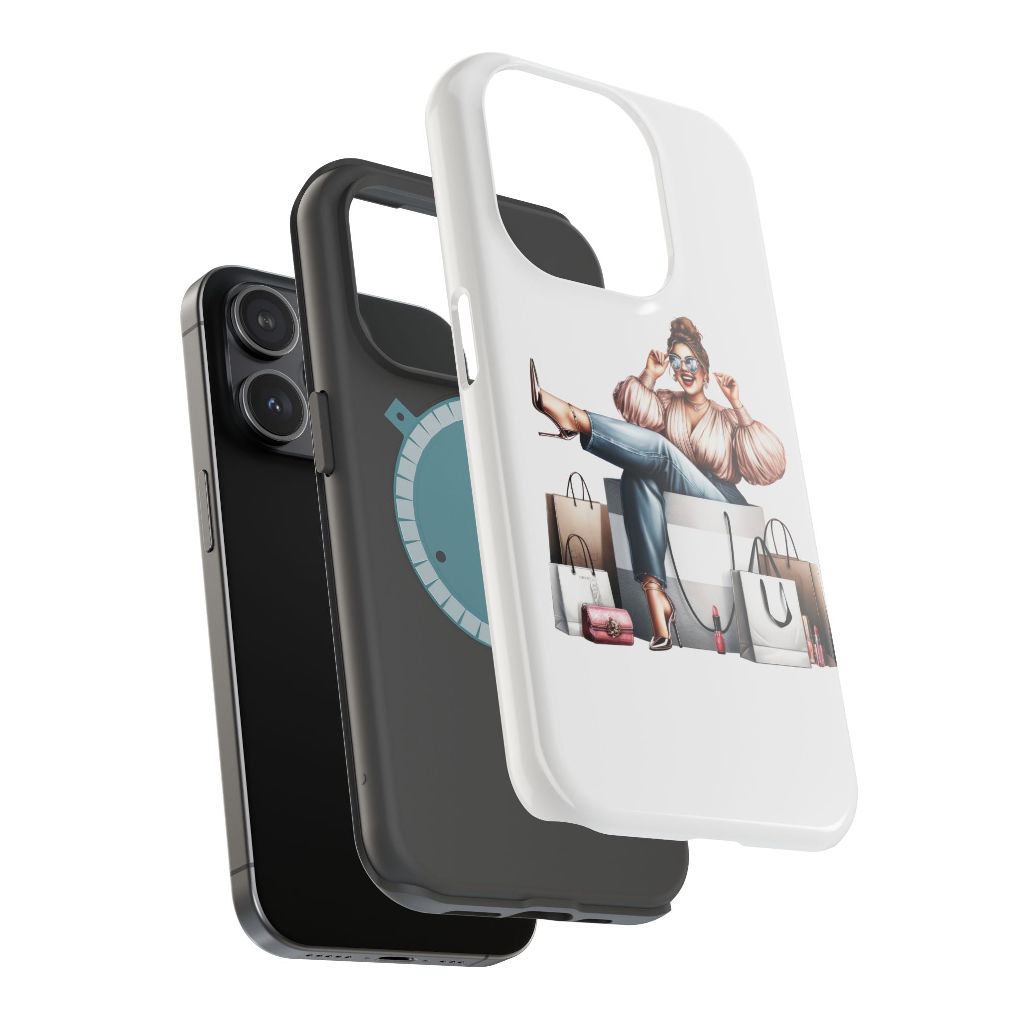 Magnetic Impact-Resistant Case — Luxury Shopper Goddess on Clouds Phone Cover