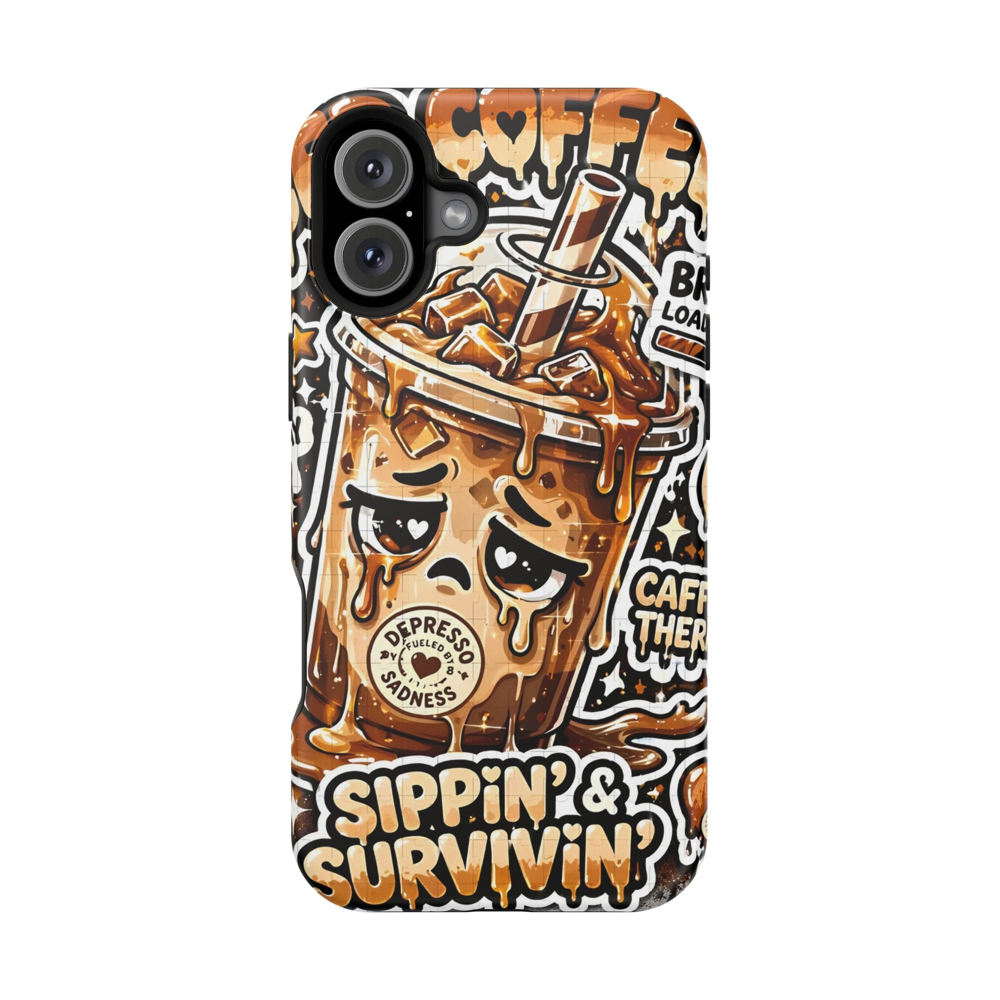 Iced Coffee Phone Case — “Sippin' & Survivin'” Magnetic Impact-Resistant Case