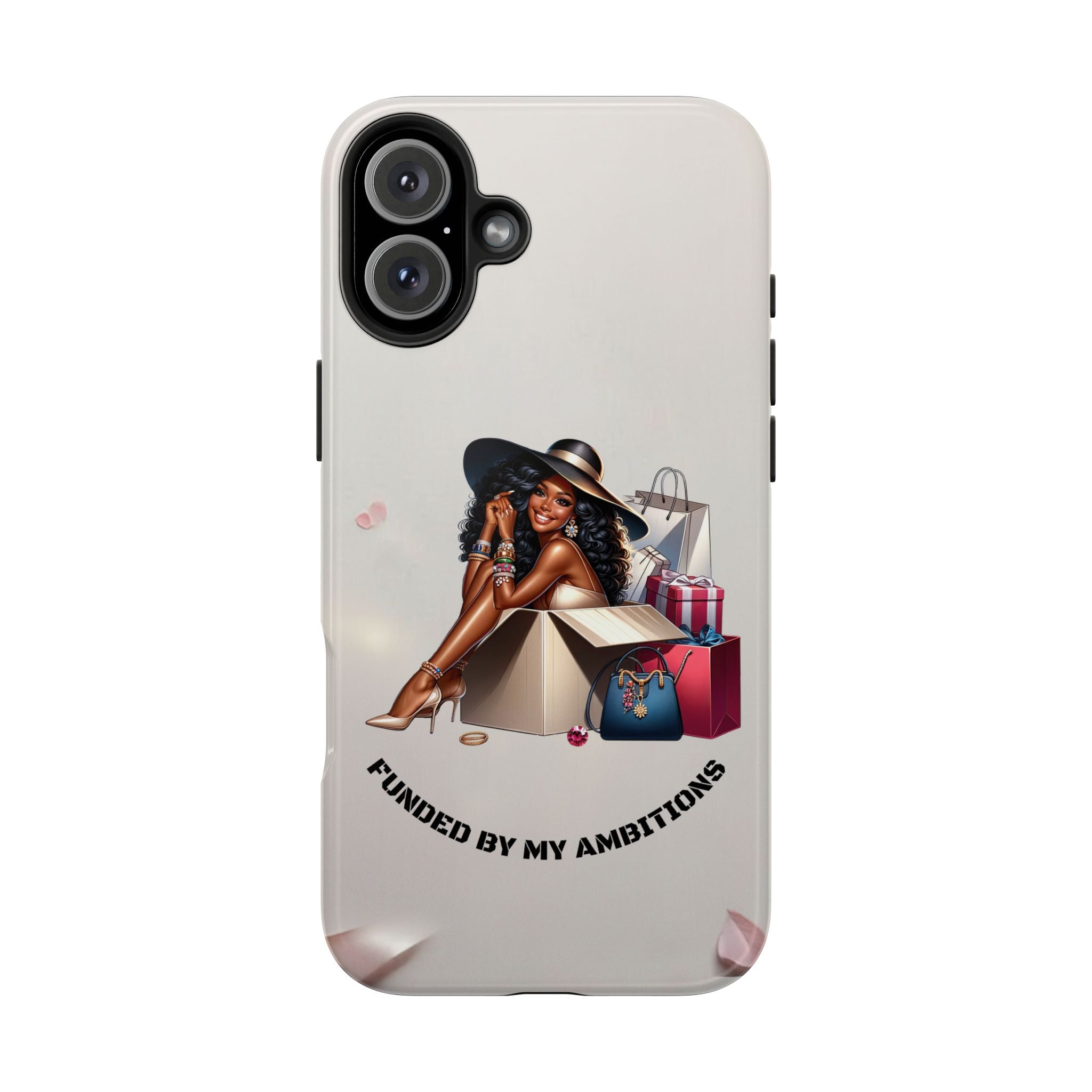 Chic Shopper Tough Phone Case — Stylish Black Woman with Shopping Bags