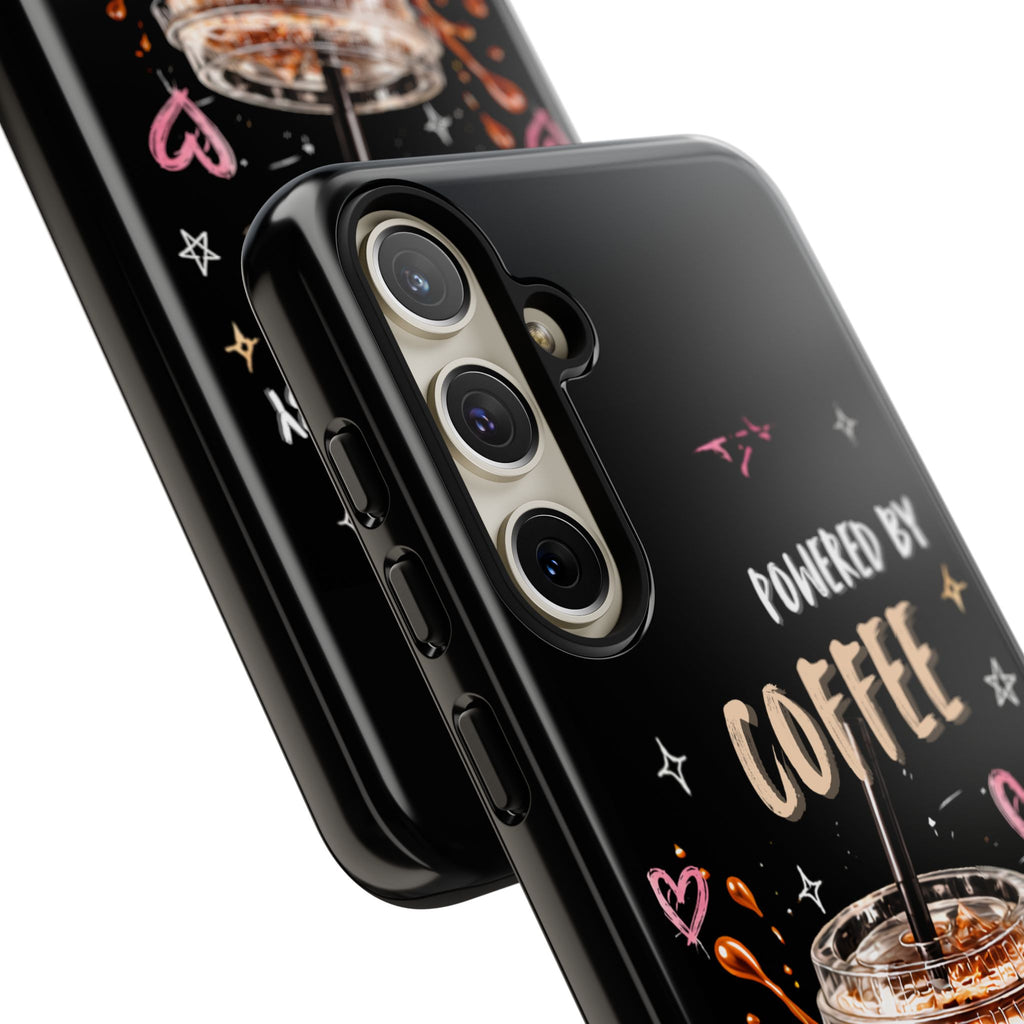 Phone Case — "Powered by Coffee & Chaos" Iced Coffee Protective Cover