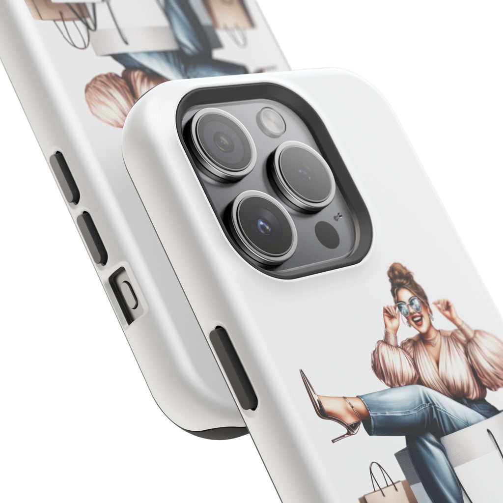 Magnetic Impact-Resistant Case — Luxury Shopper Goddess on Clouds Phone Cover