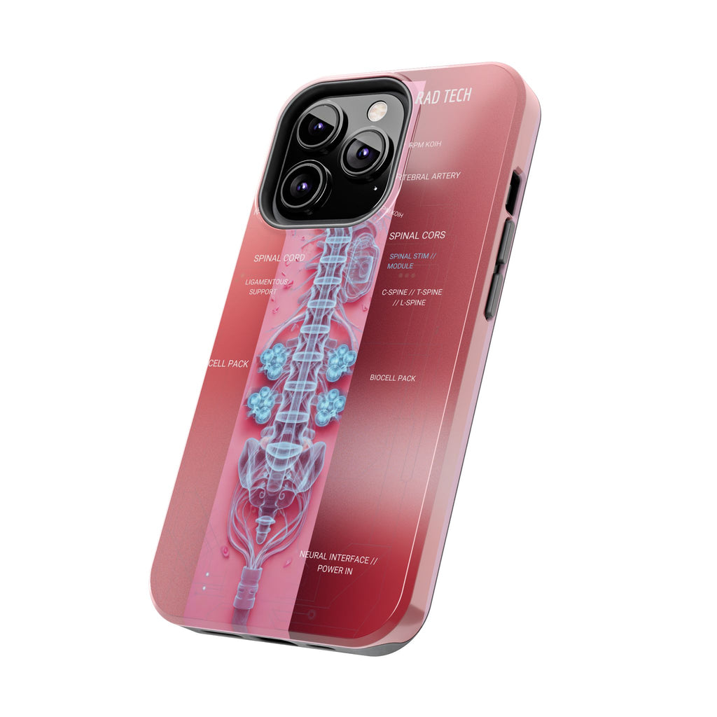 Anatomical Spine Tough Phone Case — Medical X-Ray Design, ‘Spinal Cord’ Labelled