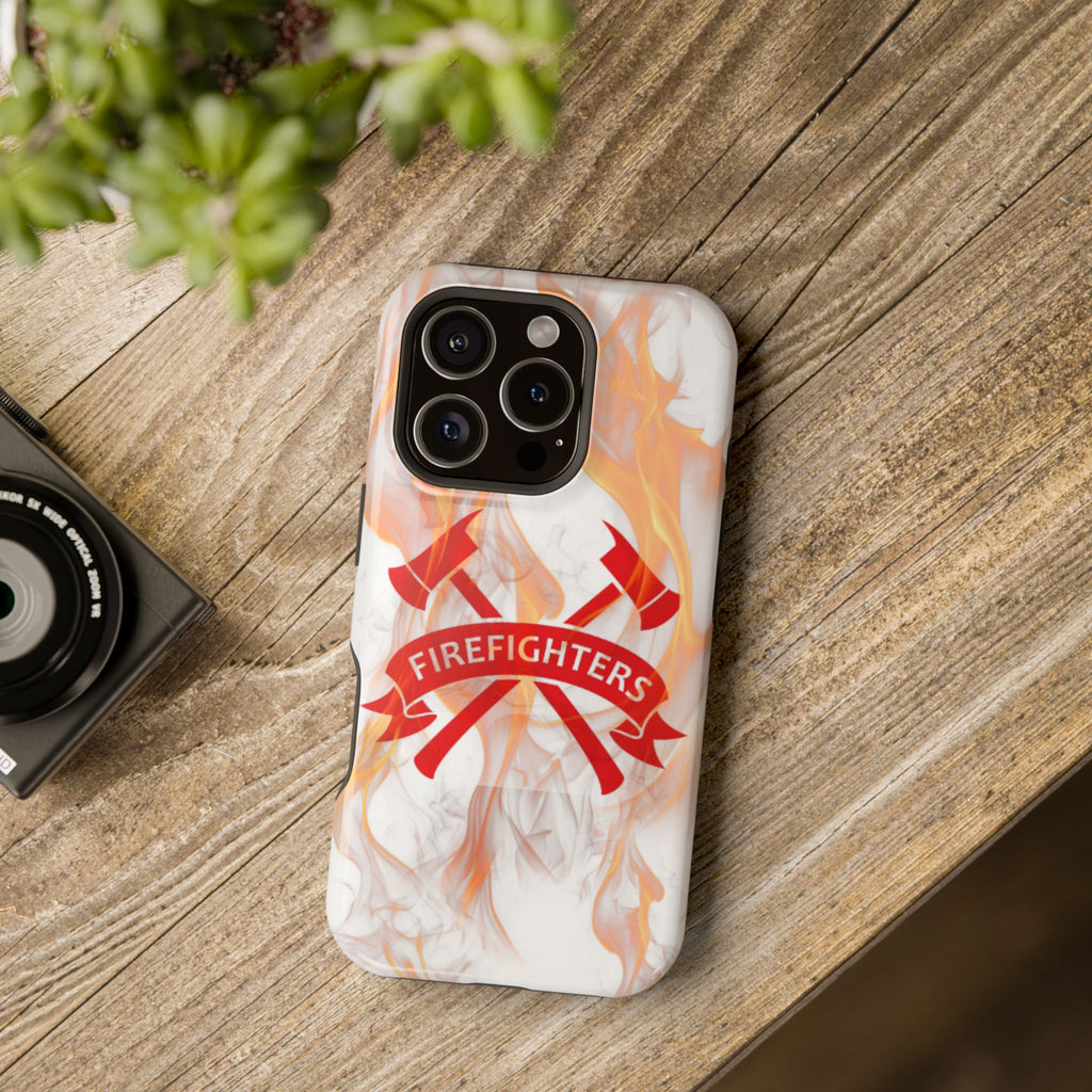 Firefighters Magnetic Impact-Resistant Phone Case — Flame Design with Maltese Cross