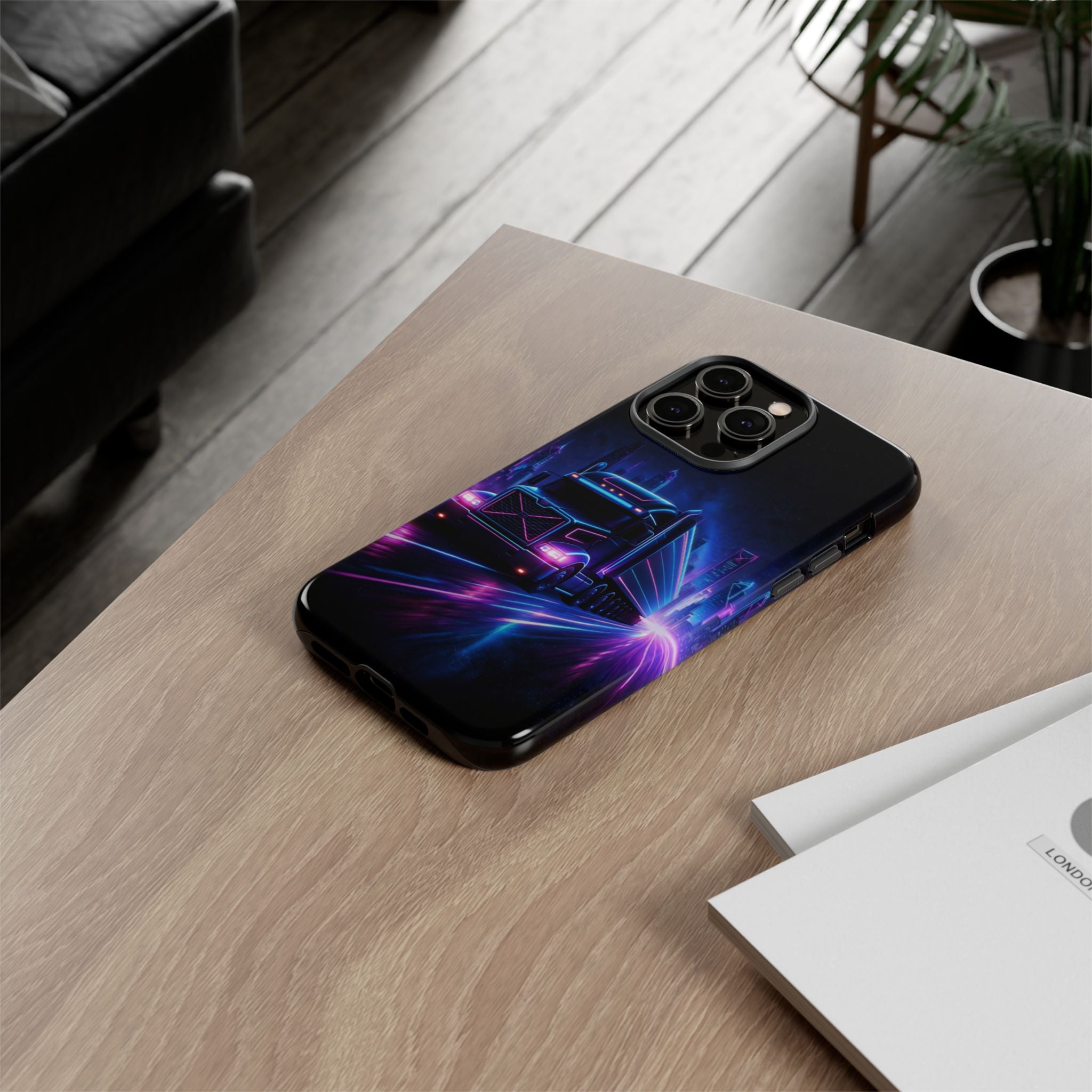 Neon Retro Rig Phone Case — Trucker Semi Truck Nightscape Protective Case