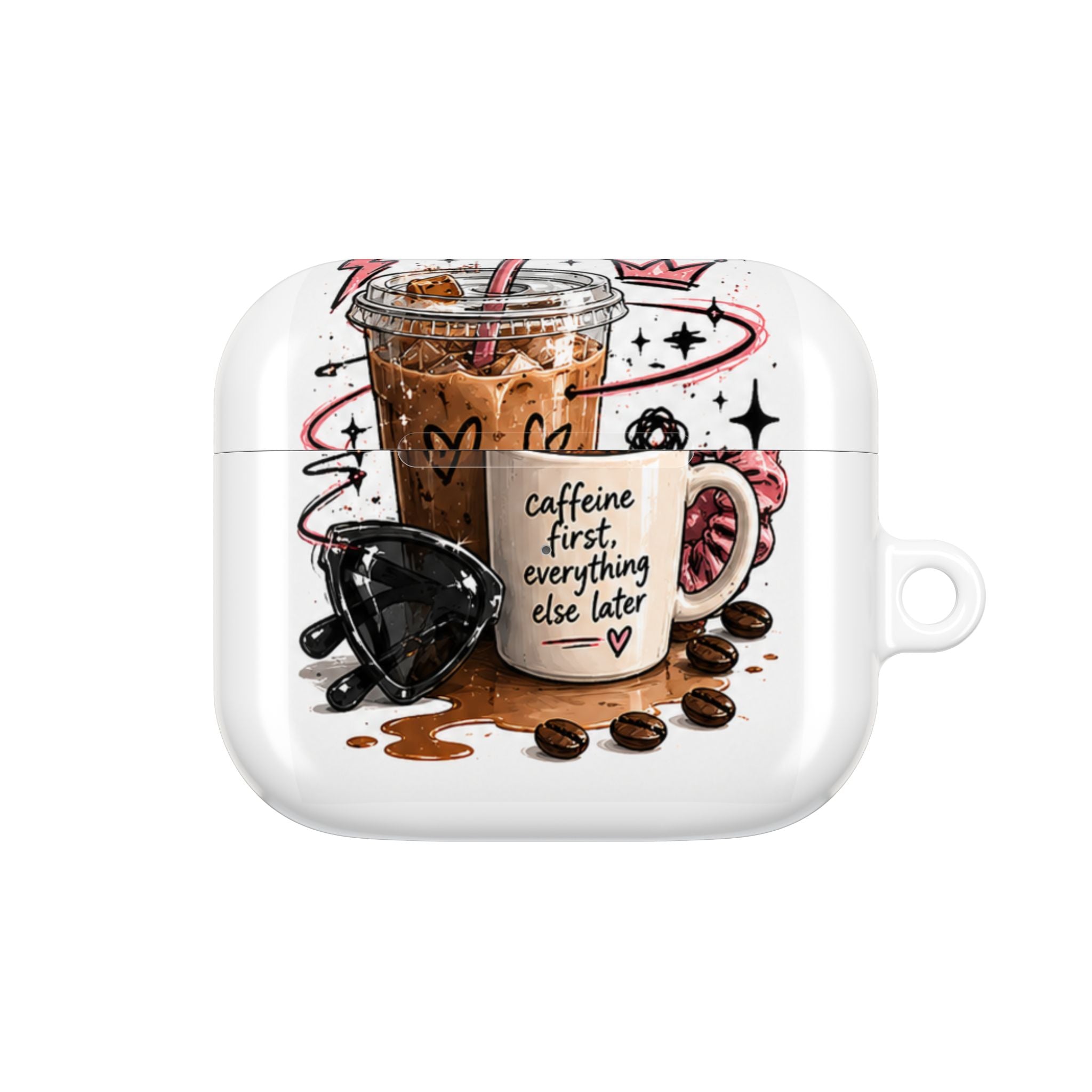 Coffee Lover AirPod Case — “Caffeine First, Everything Else Later” Protective Case