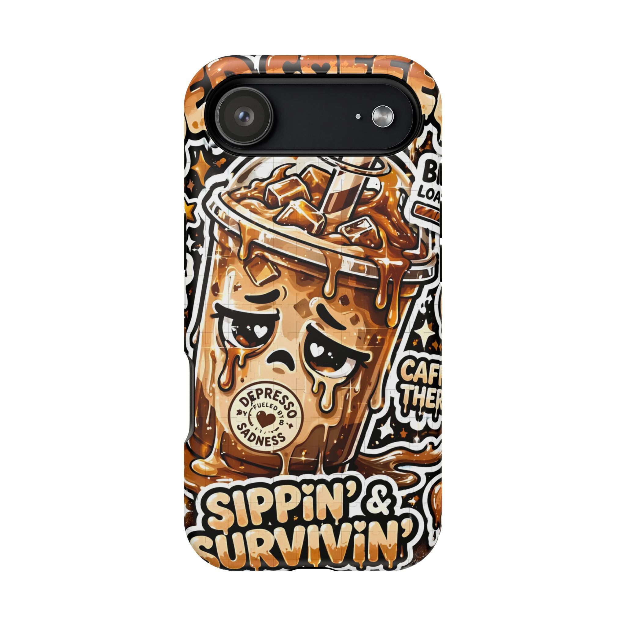 Iced Coffee Phone Case — “Sippin' & Survivin'” Magnetic Impact-Resistant Case