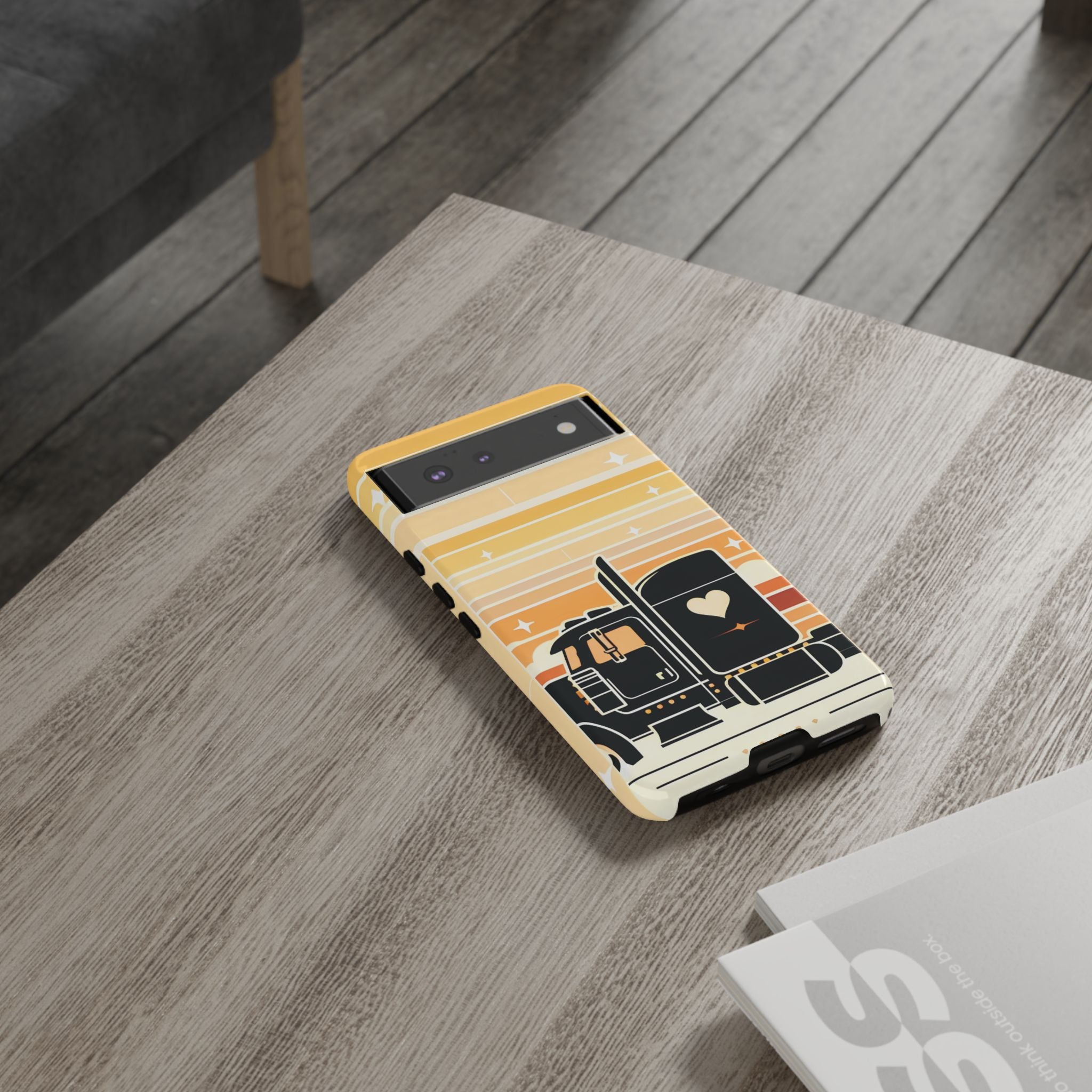 Trucker Heart Phone Case — Retro Semi Truck Protective Phone Cover