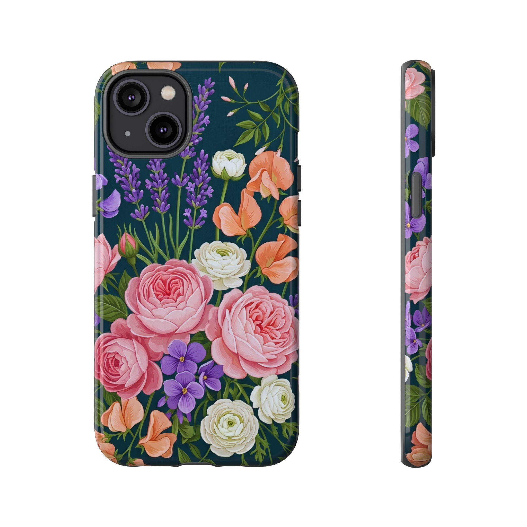 Floral Bouquet Phone Case — Vintage Roses & Lavender Protective Cover