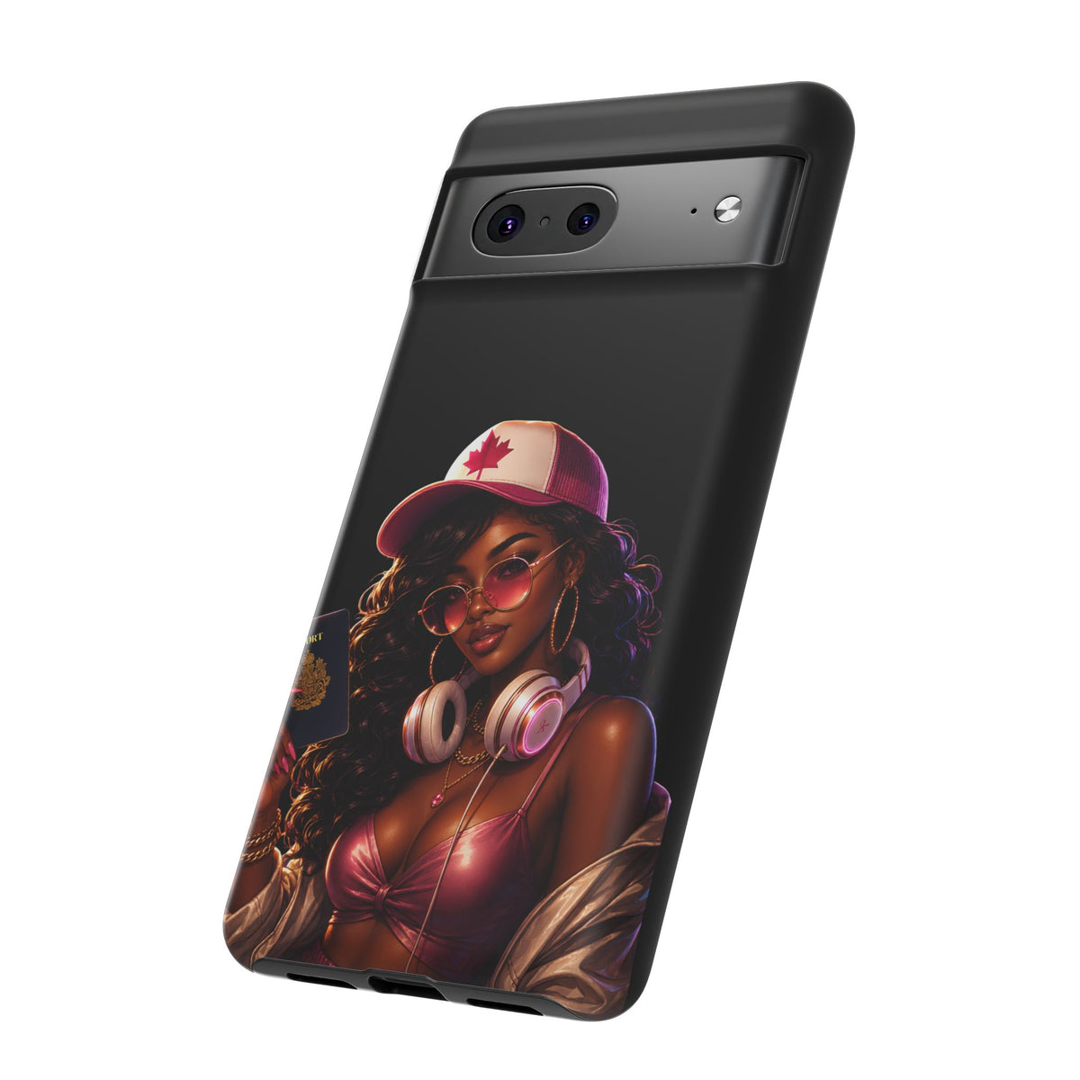 Phone Case - Cool Urban Woman with Headphones & Maple Hat