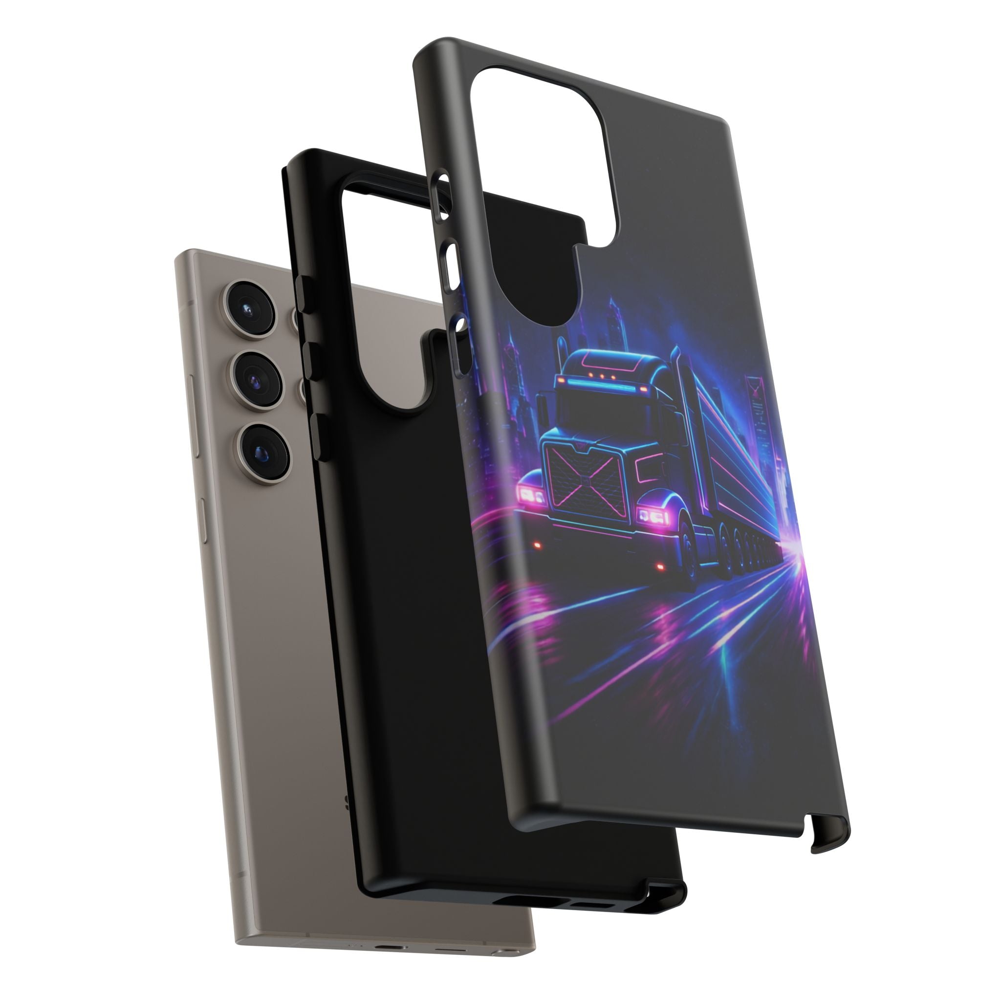 Neon Retro Rig Phone Case — Trucker Semi Truck Nightscape Protective Case