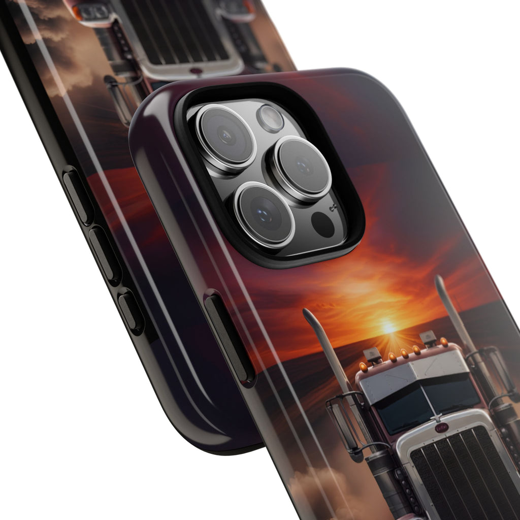 Truck Phone Case — "No Roads. No Limits." Sunset Semi Truck Protective Case