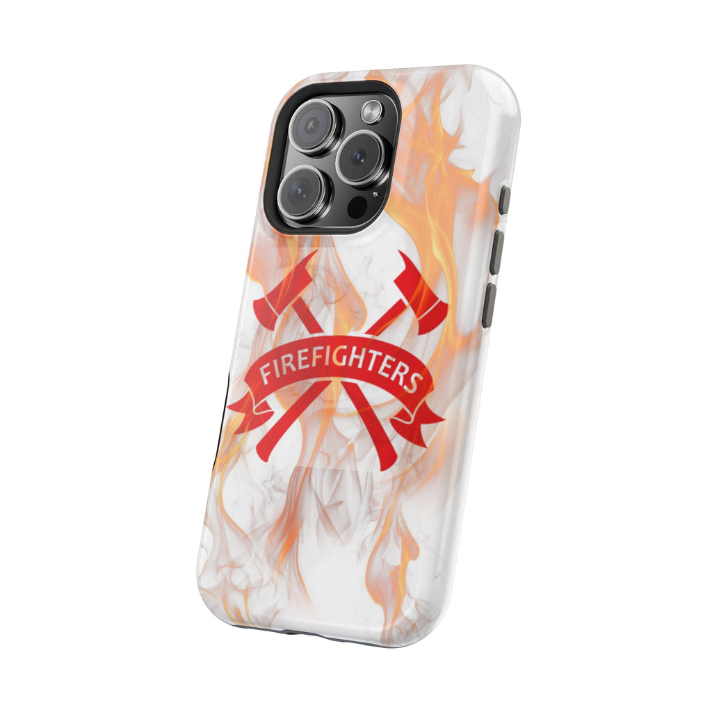 Firefighters Magnetic Impact-Resistant Phone Case — Flame Design with Maltese Cross