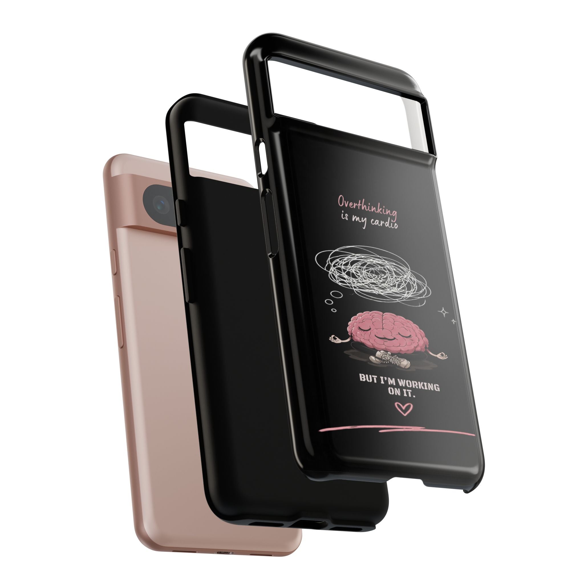 Phone Case — "Overthinking Is My Cardio" Cute Meditating Brain Protective Case