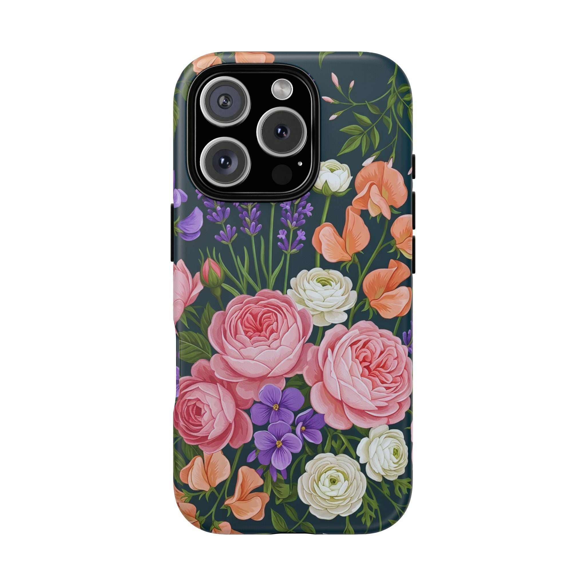 Floral Bouquet Phone Case — Vintage Roses & Lavender Protective Cover