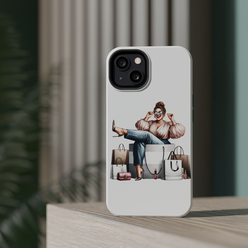 Magnetic Impact-Resistant Case — Luxury Shopper Goddess on Clouds Phone Cover