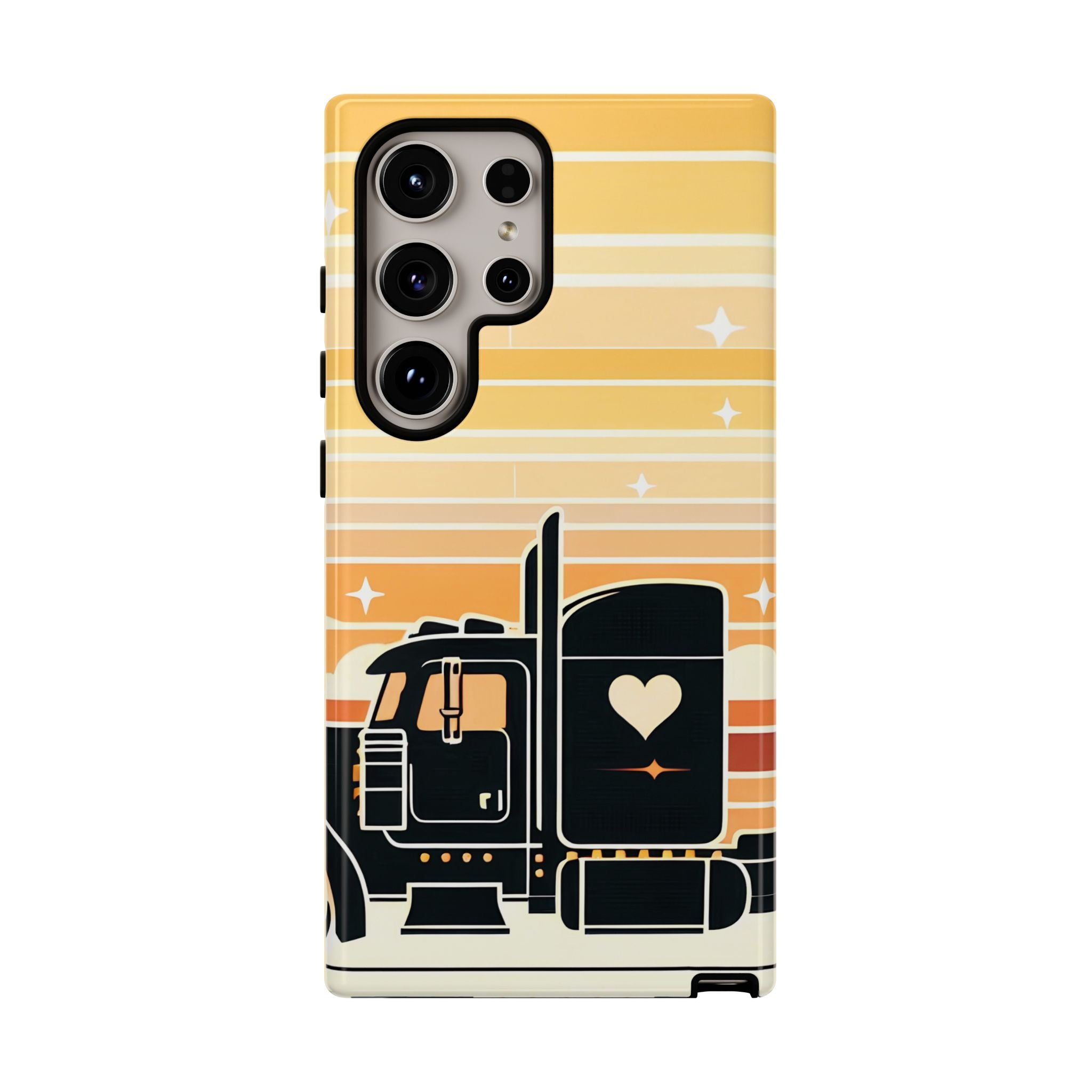 Trucker Heart Phone Case — Retro Semi Truck Protective Phone Cover