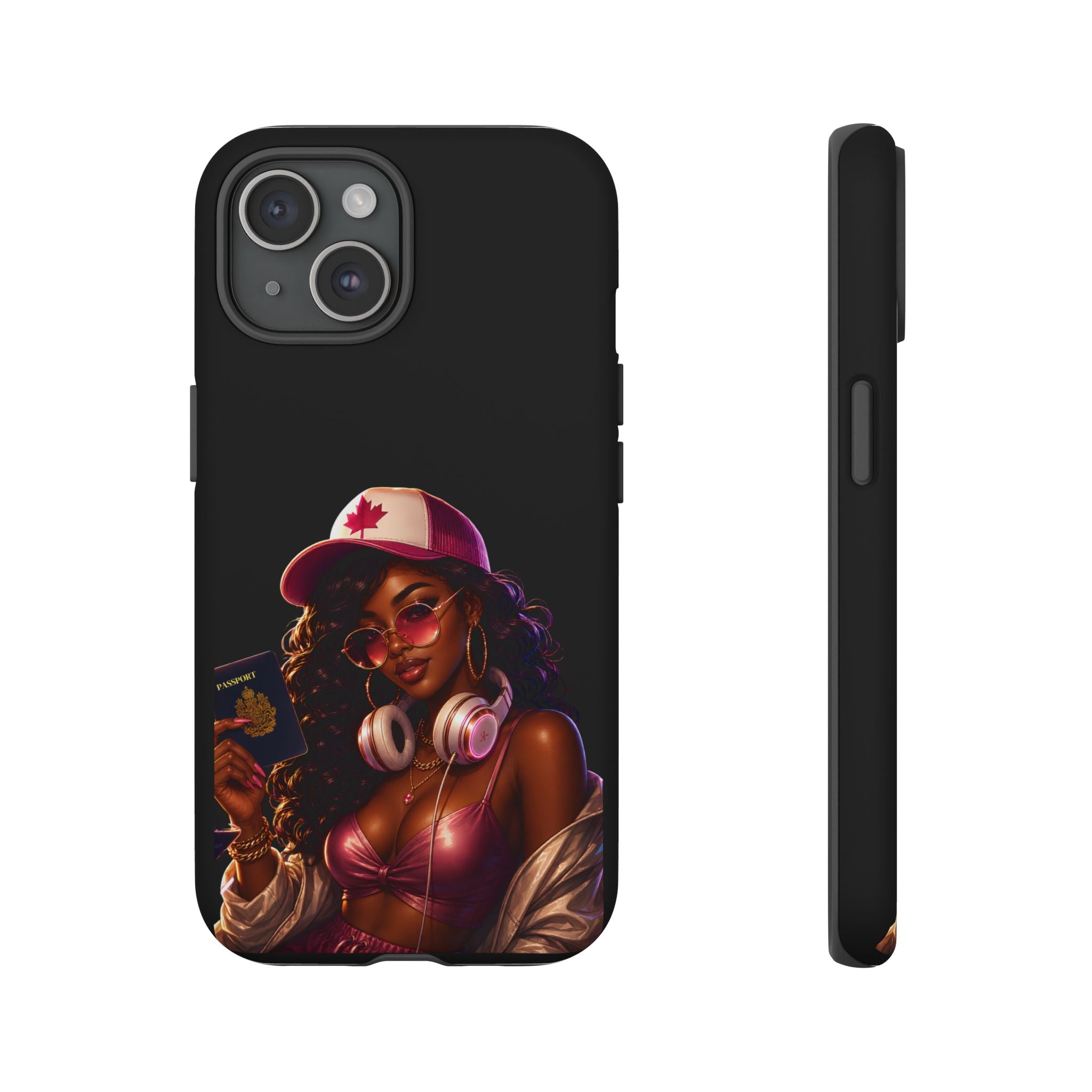 Phone Case — Stylish Urban Woman Design with Maple Cap