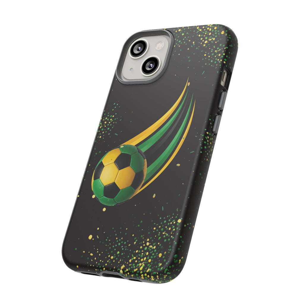 Soccer Comet Tough Phone Case – Green & Yellow Football Design