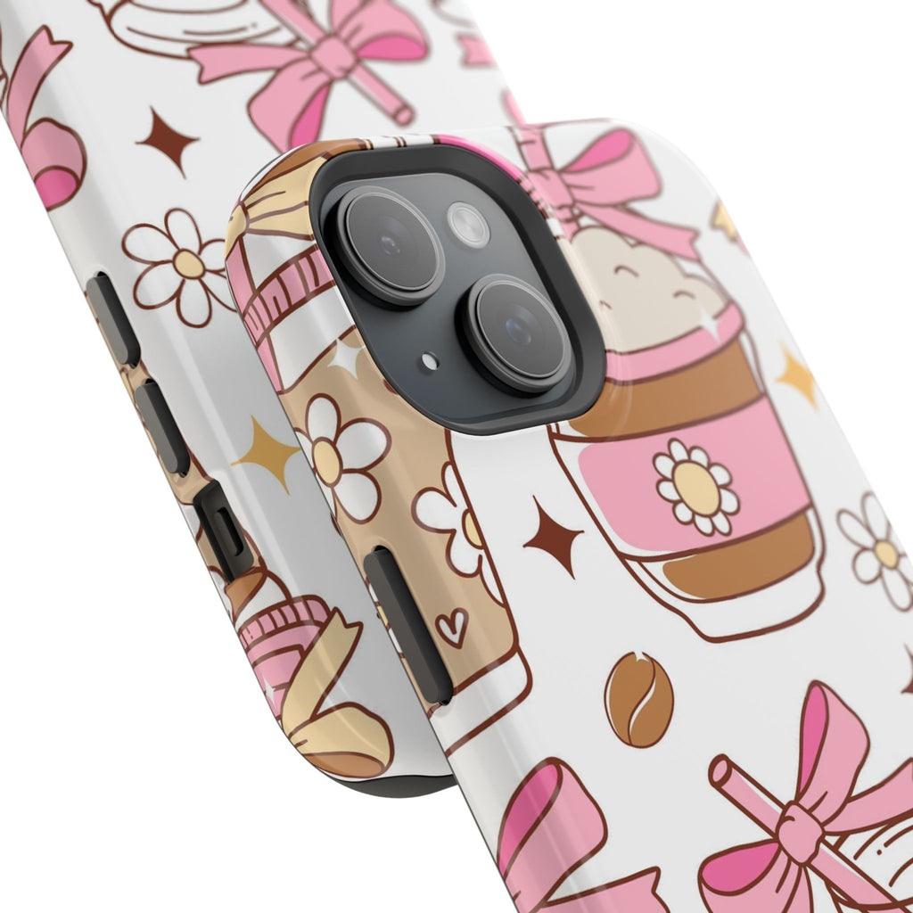 Cute Pink Coffee & Latte Pattern Impact Phone Case