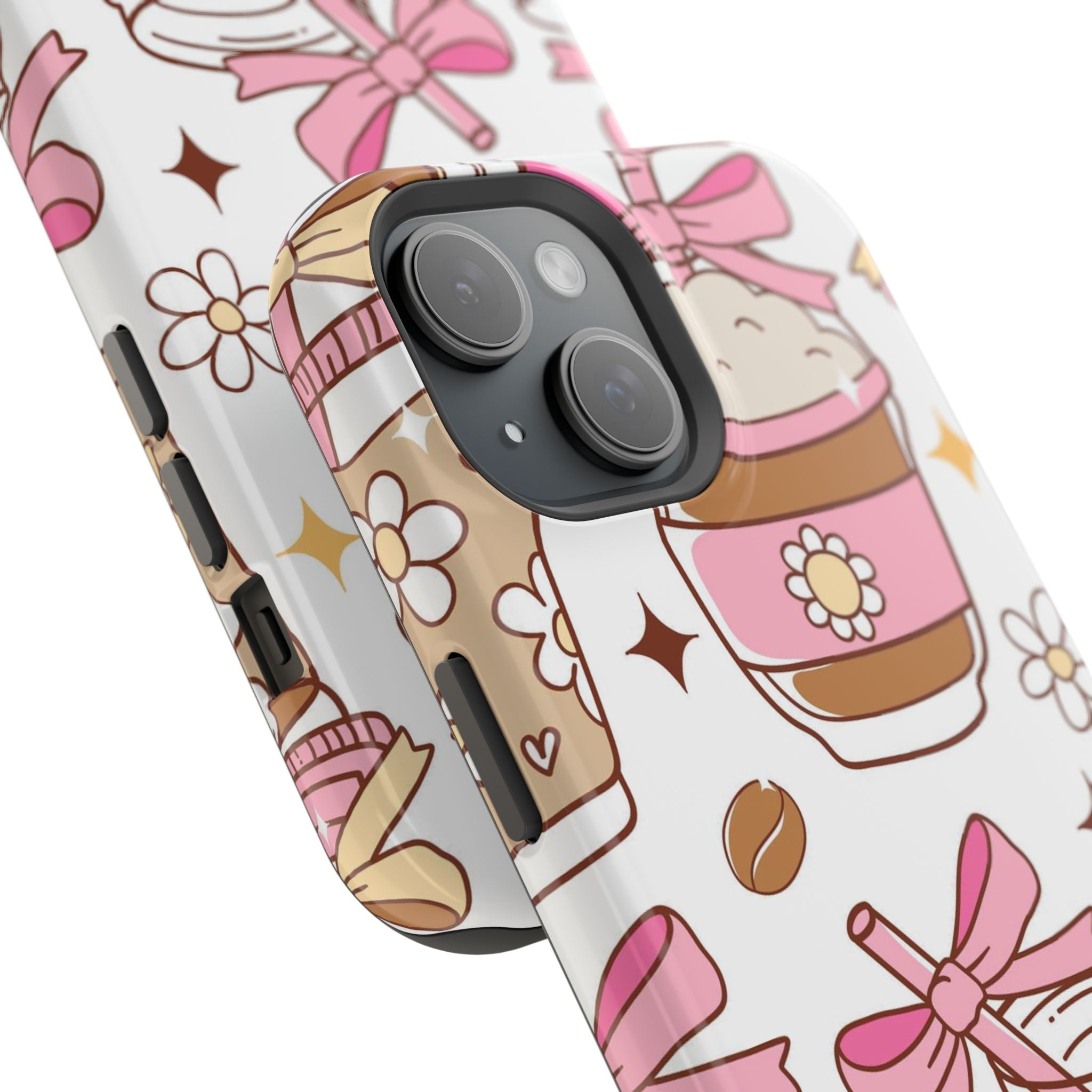 Cute Pink Coffee & Latte Pattern Impact Phone Case