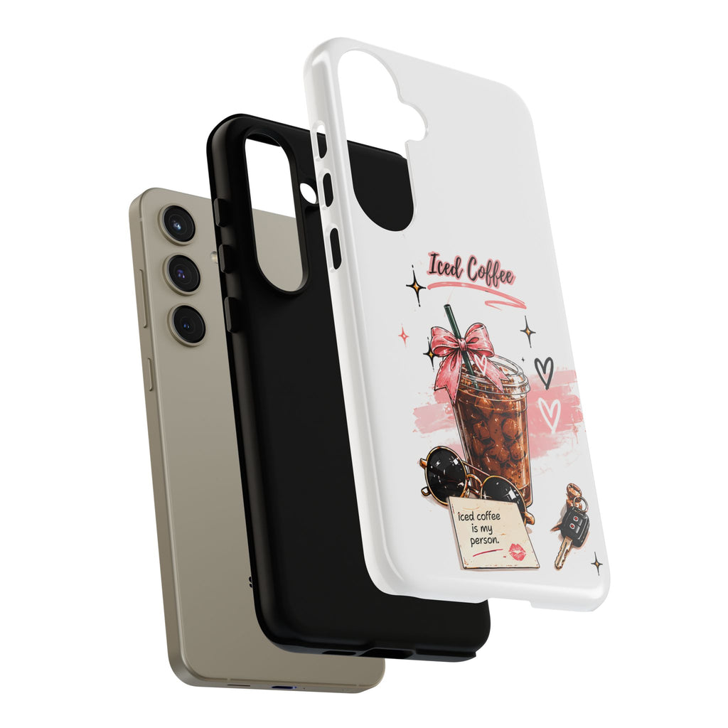 Iced Coffee Phone Case – Cute Pink Boba Design ("Iced coffee is my person")