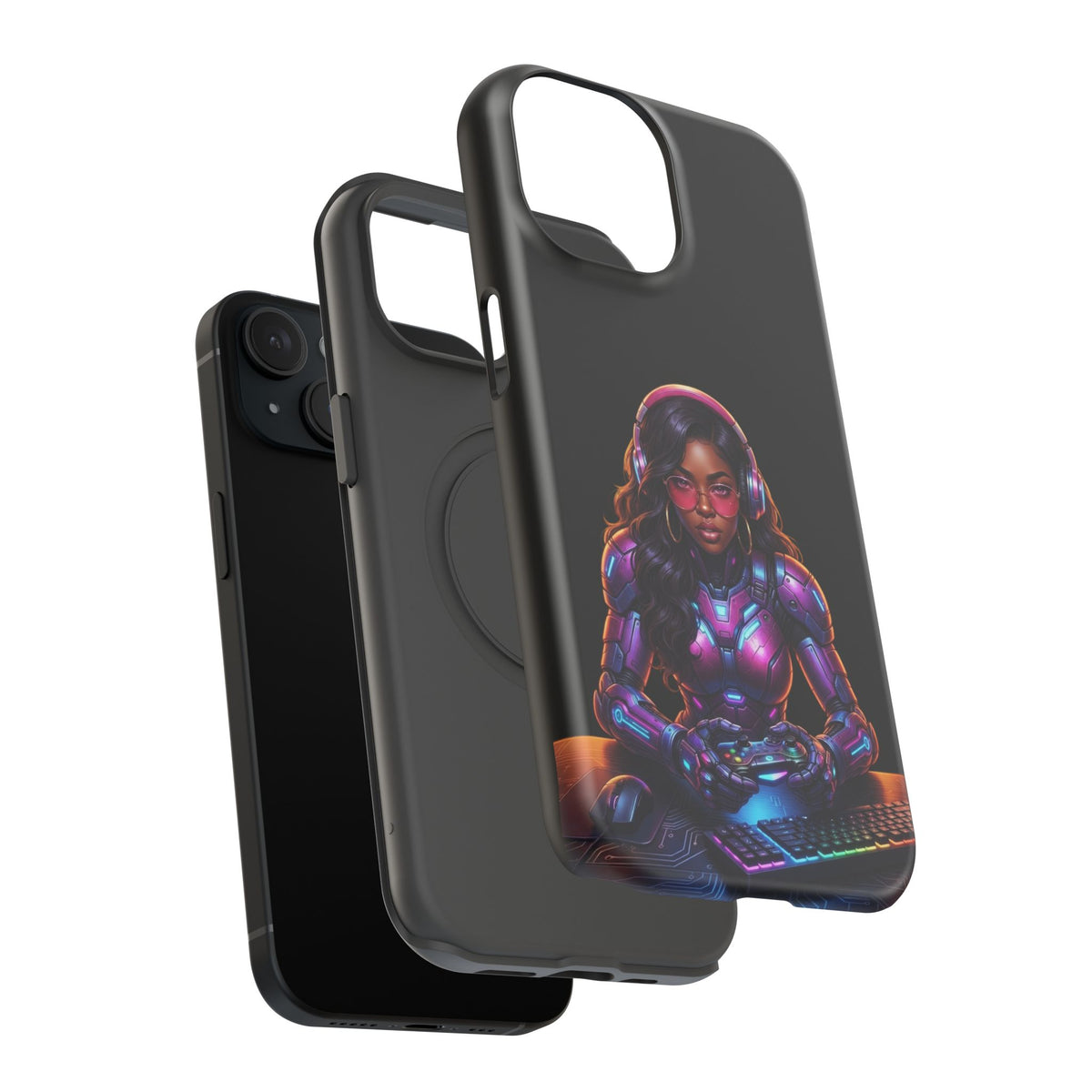 Gamer Girl Cyber Armor Phone Case — Impact‑Resistant Protective Cover