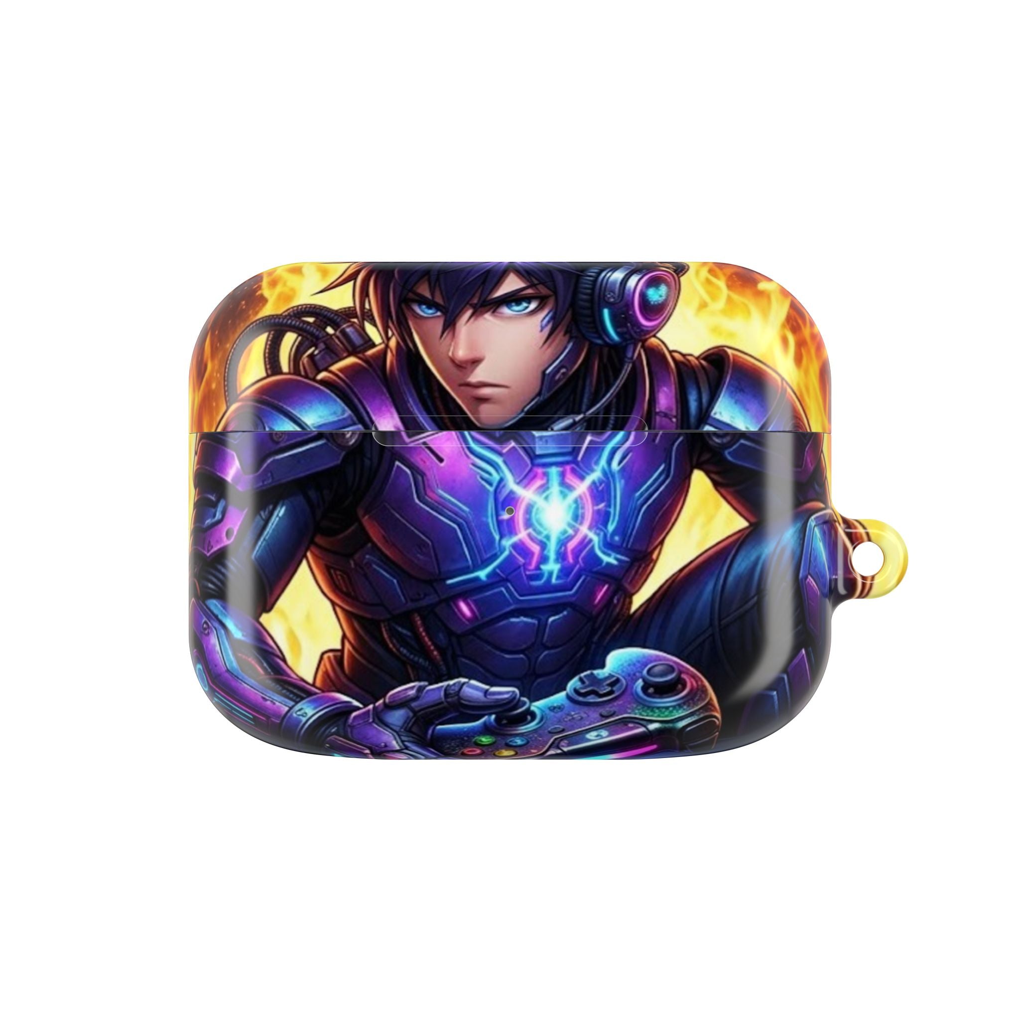 Gamer Anime AirPod Case — Neon Cyber Warrior Design