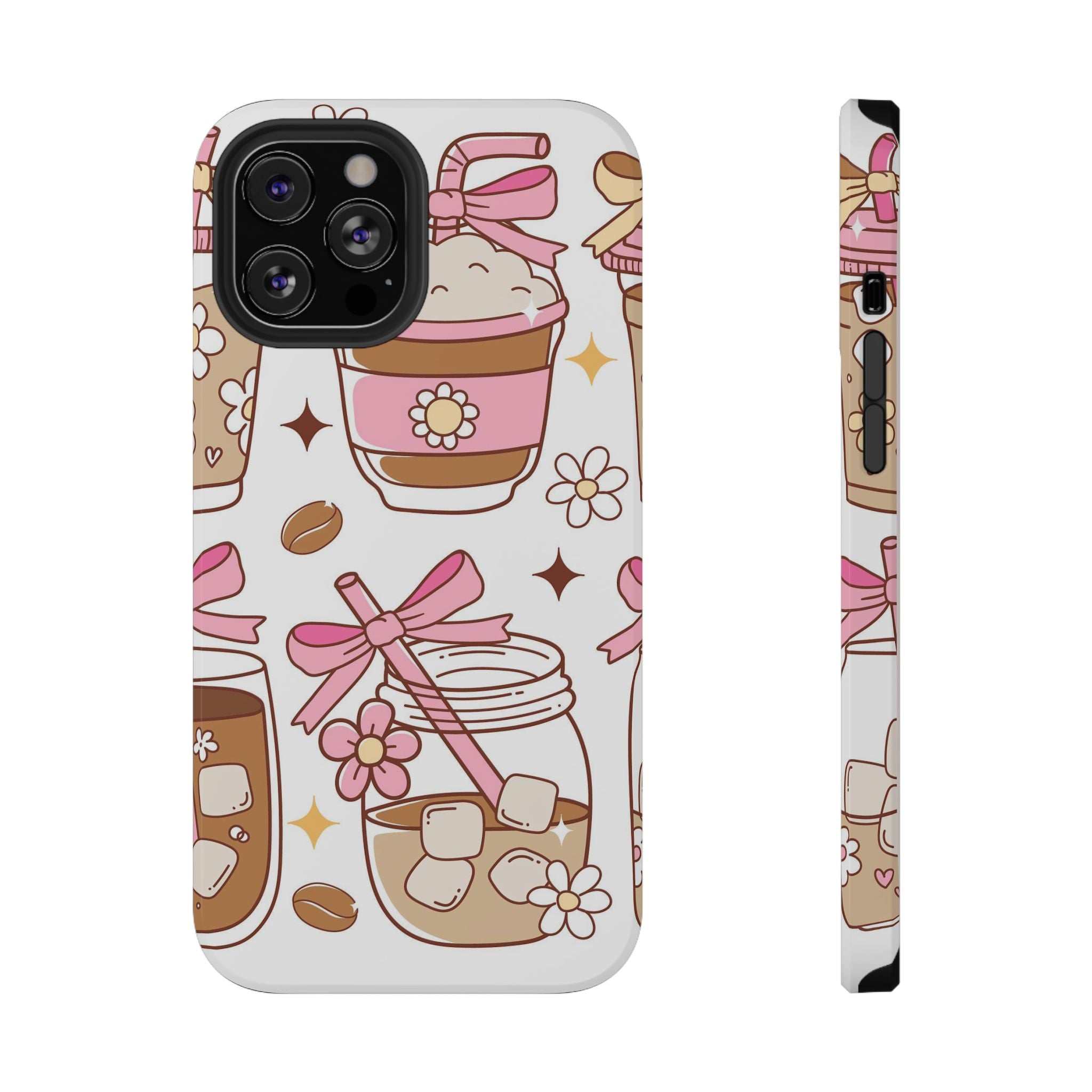Cute Pink Coffee & Latte Pattern Impact Phone Case