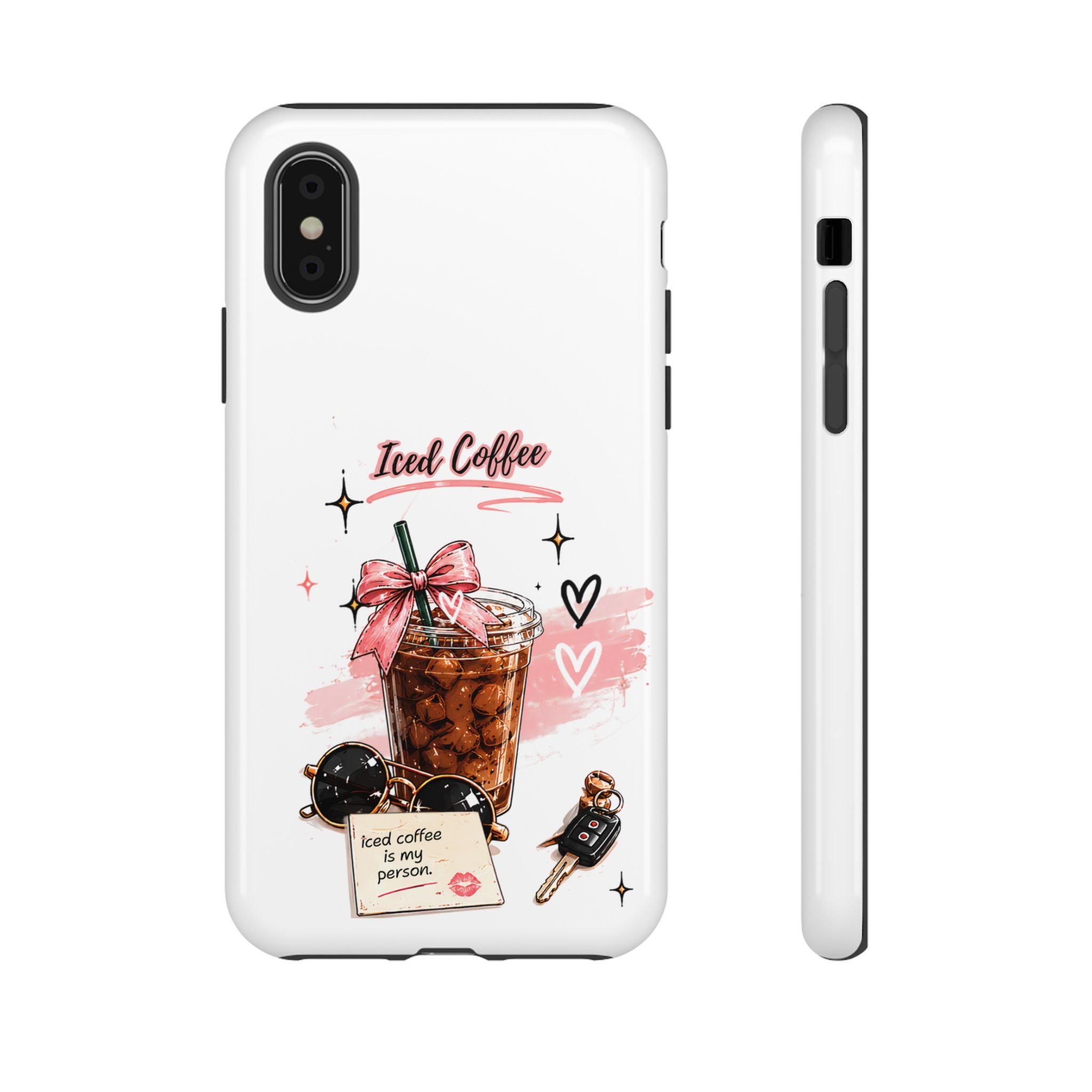 Iced Coffee Phone Case – Cute Pink Boba Design ("Iced coffee is my person")