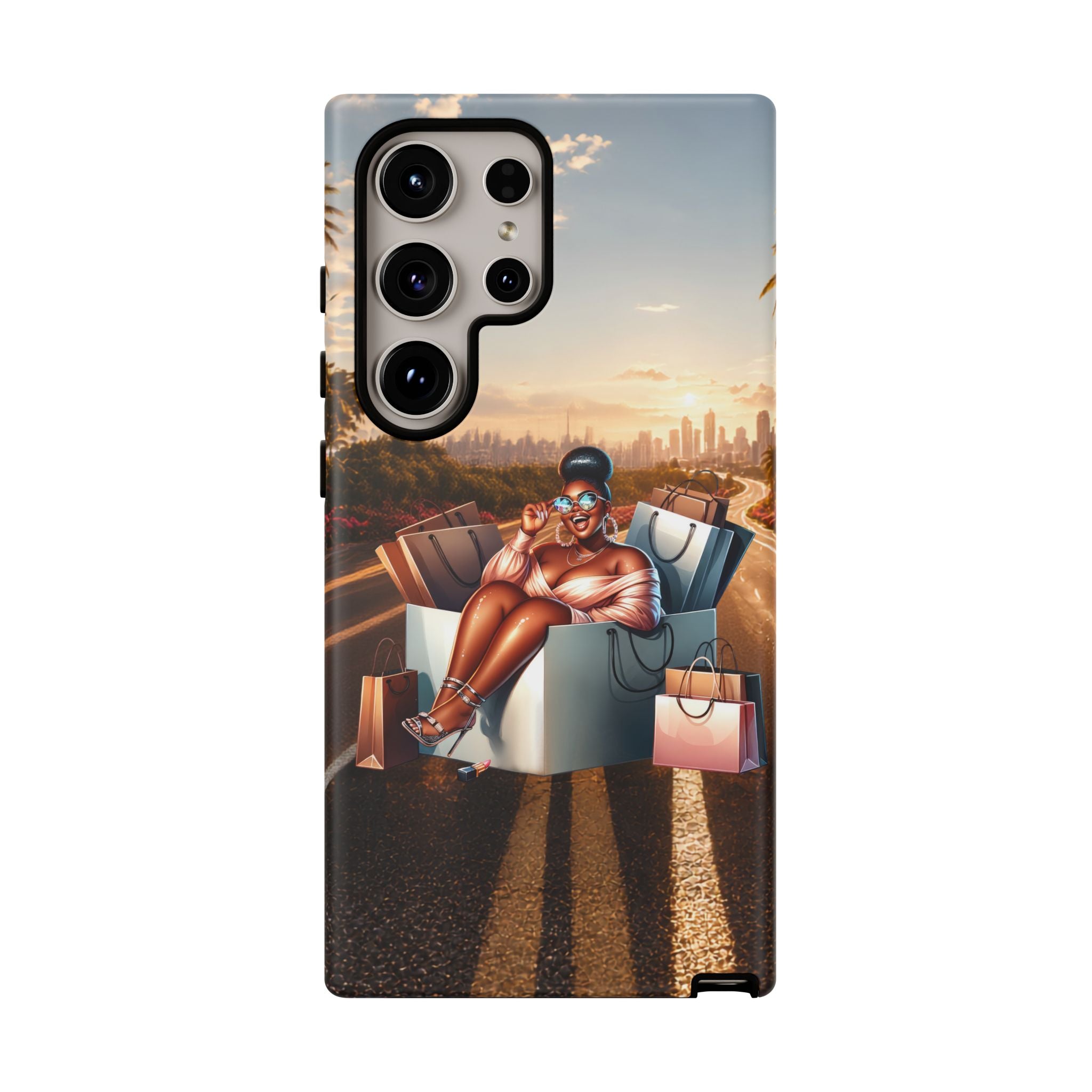 Phone Case — Chic Shopper Illustration on Cloud Background