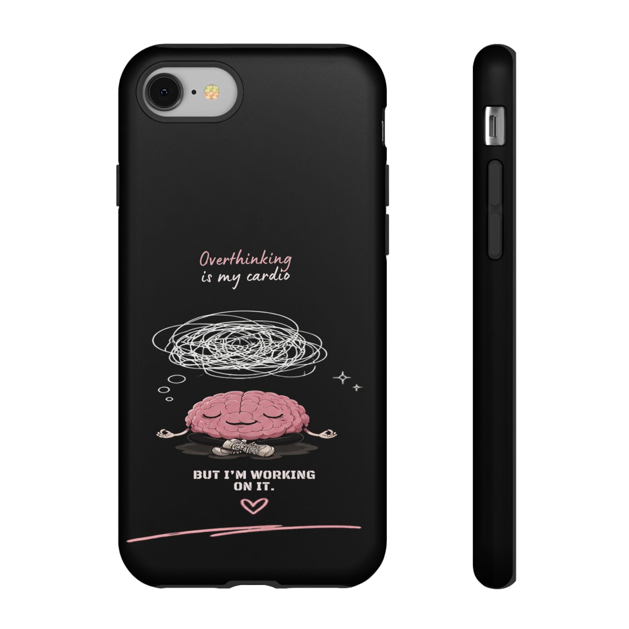 Phone Case — "Overthinking Is My Cardio" Cute Meditating Brain Protective Case