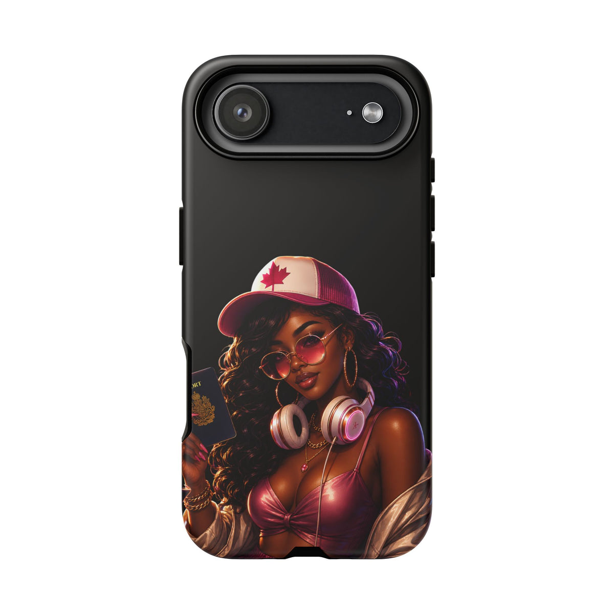 Phone Case - Cool Urban Woman with Headphones & Maple Hat
