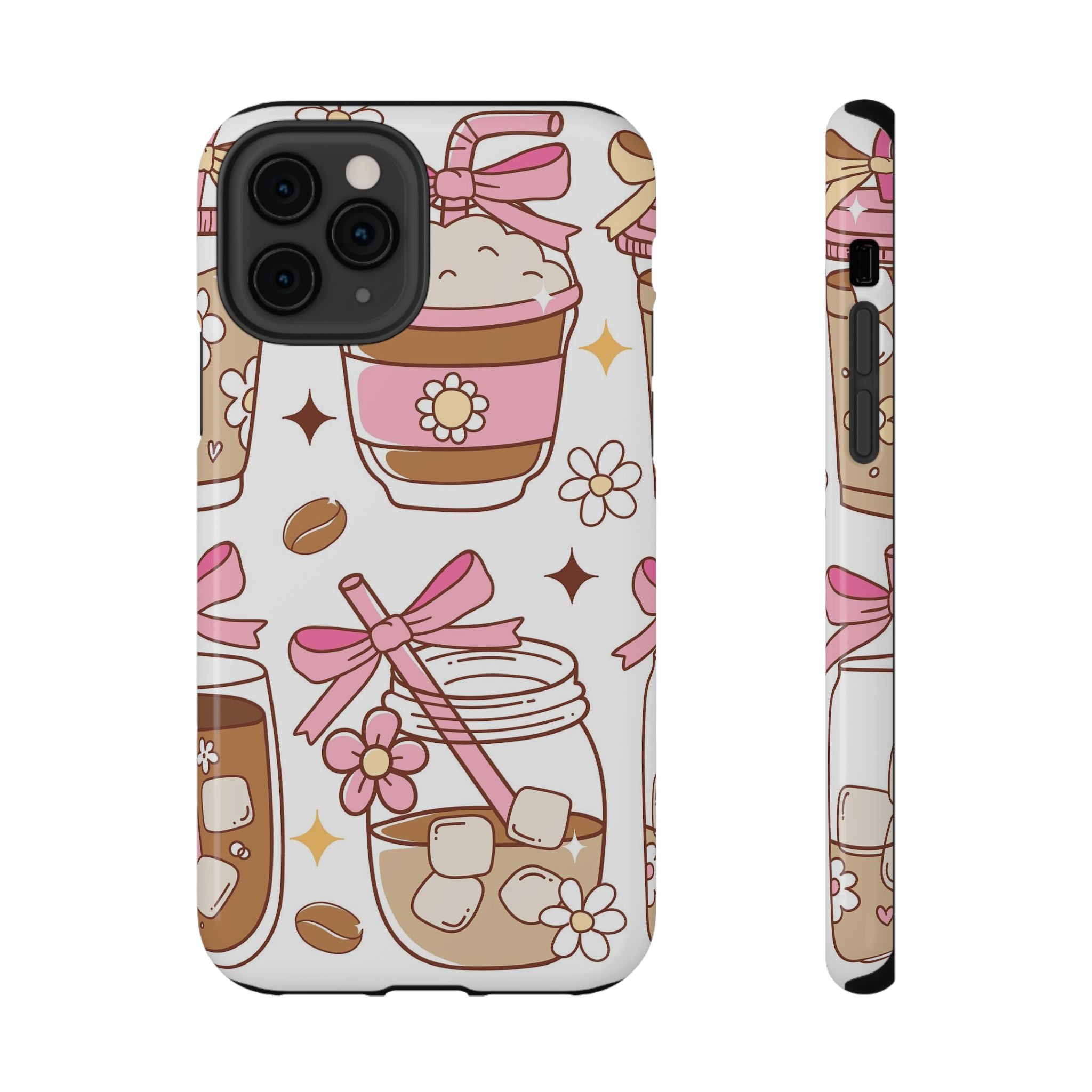 Cute Pink Coffee & Latte Pattern Impact Phone Case