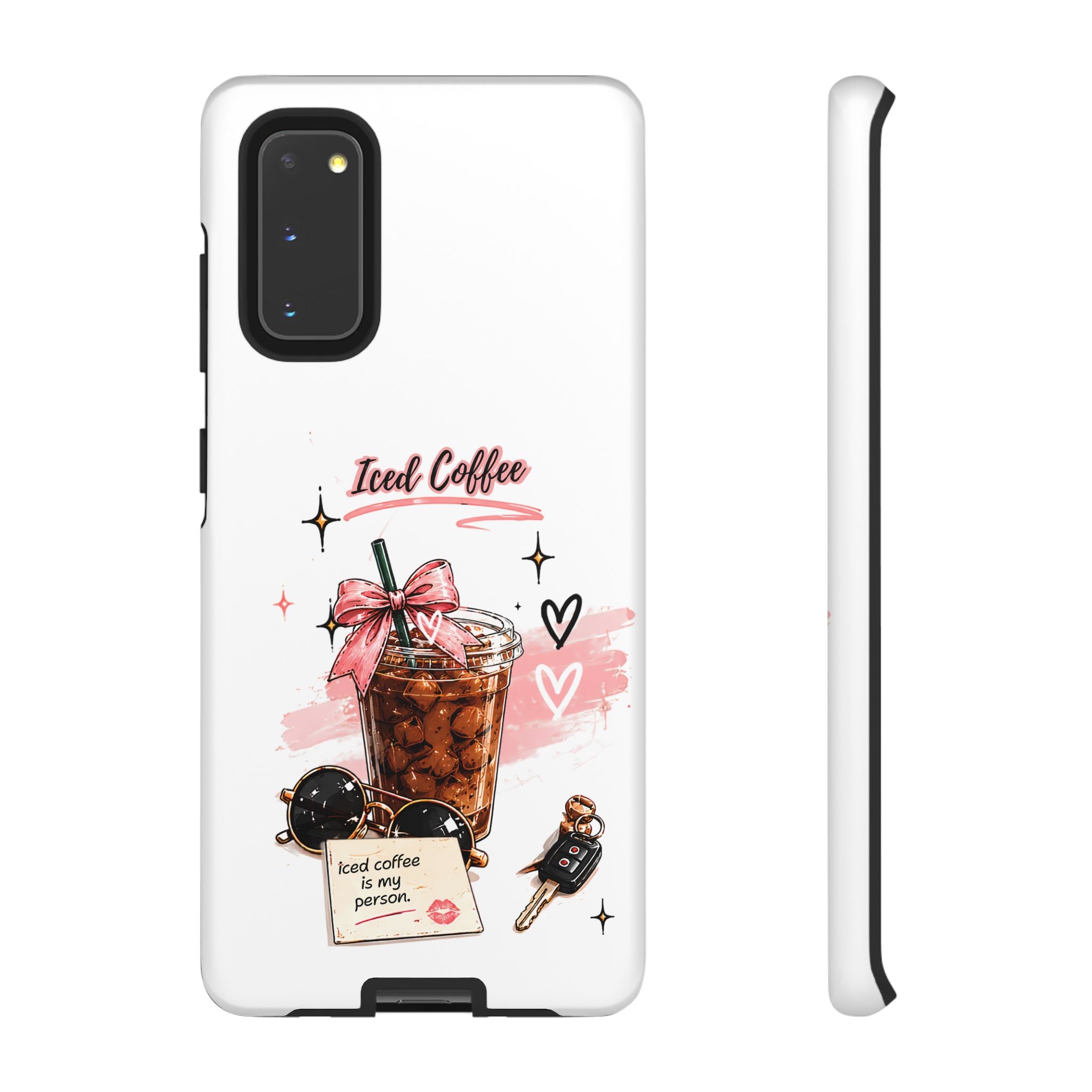Iced Coffee Phone Case – Cute Pink Boba Design ("Iced coffee is my person")