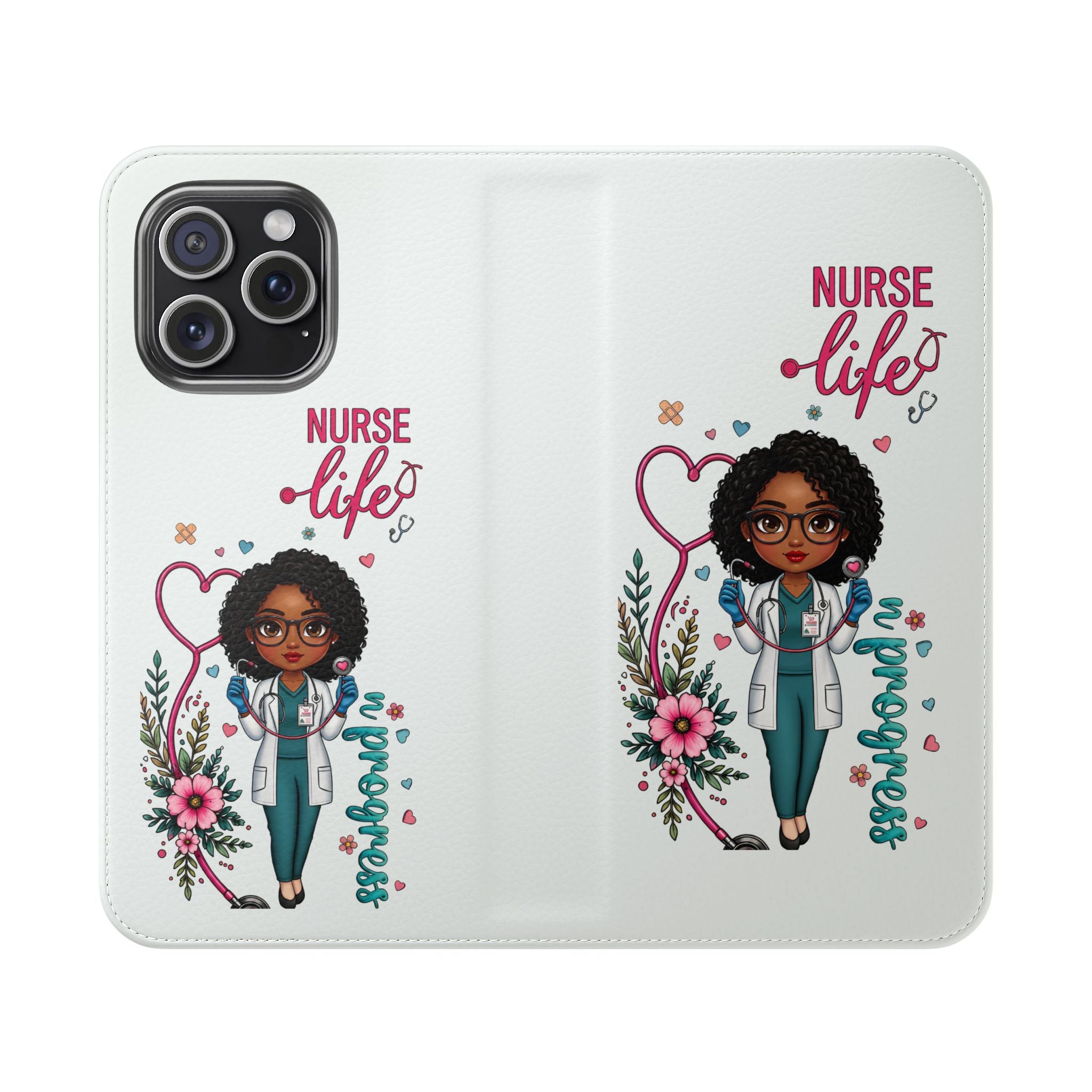Nurse Life Floral Flip Phone Case - Medical RN Wallet Cover