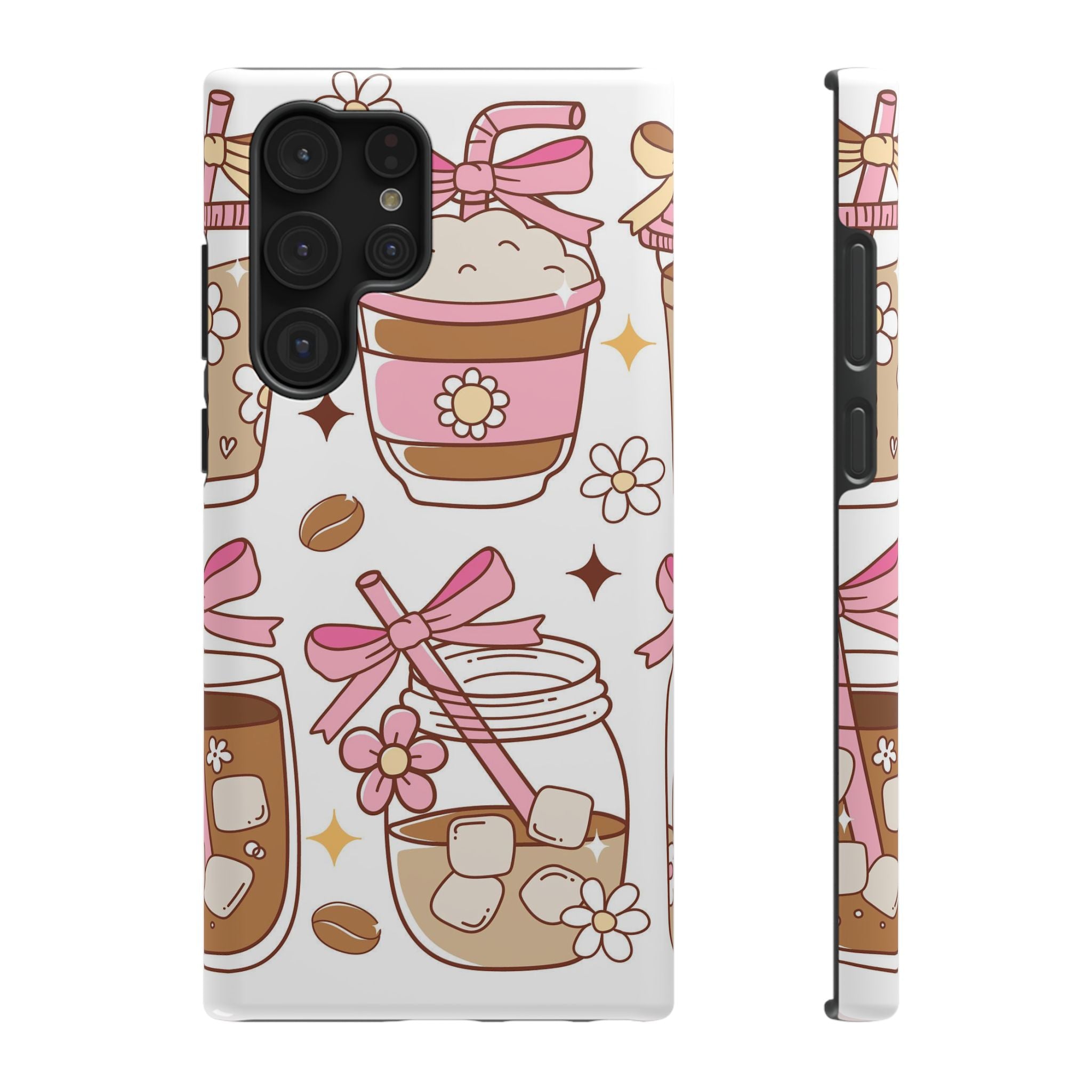 Cute Pink Coffee & Latte Pattern Impact Phone Case