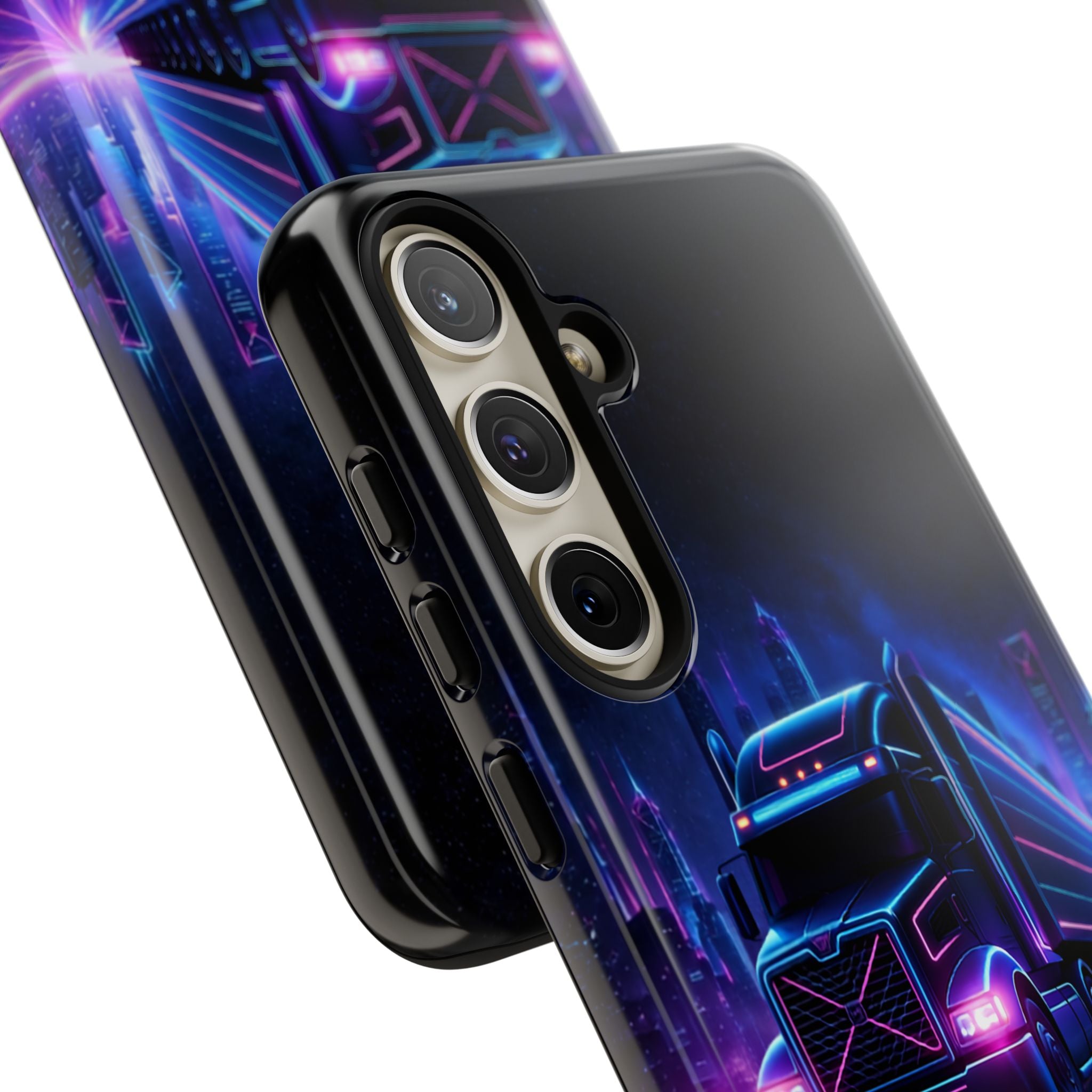 Neon Retro Rig Phone Case — Trucker Semi Truck Nightscape Protective Case