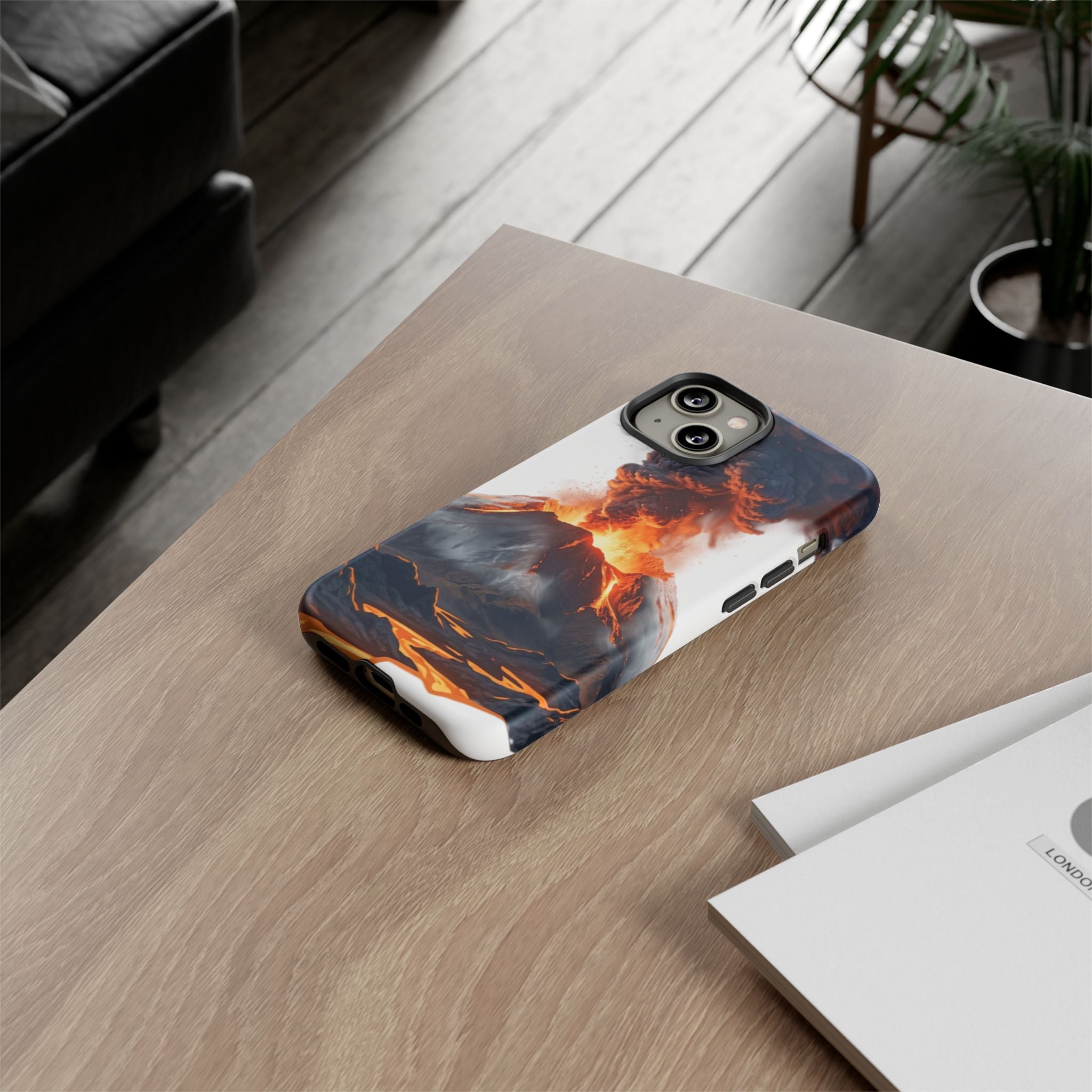 Volcano Eruption Tough Phone Case — Fiery Lava Protective Cover