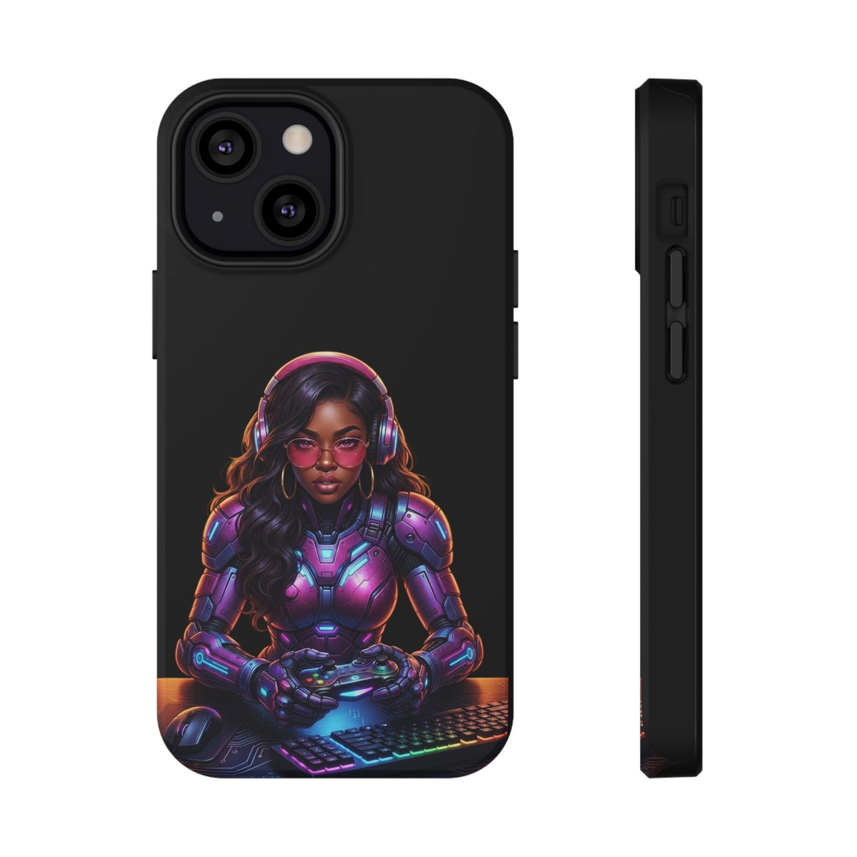 Gamer Girl Cyber Armor Phone Case — Impact‑Resistant Protective Cover
