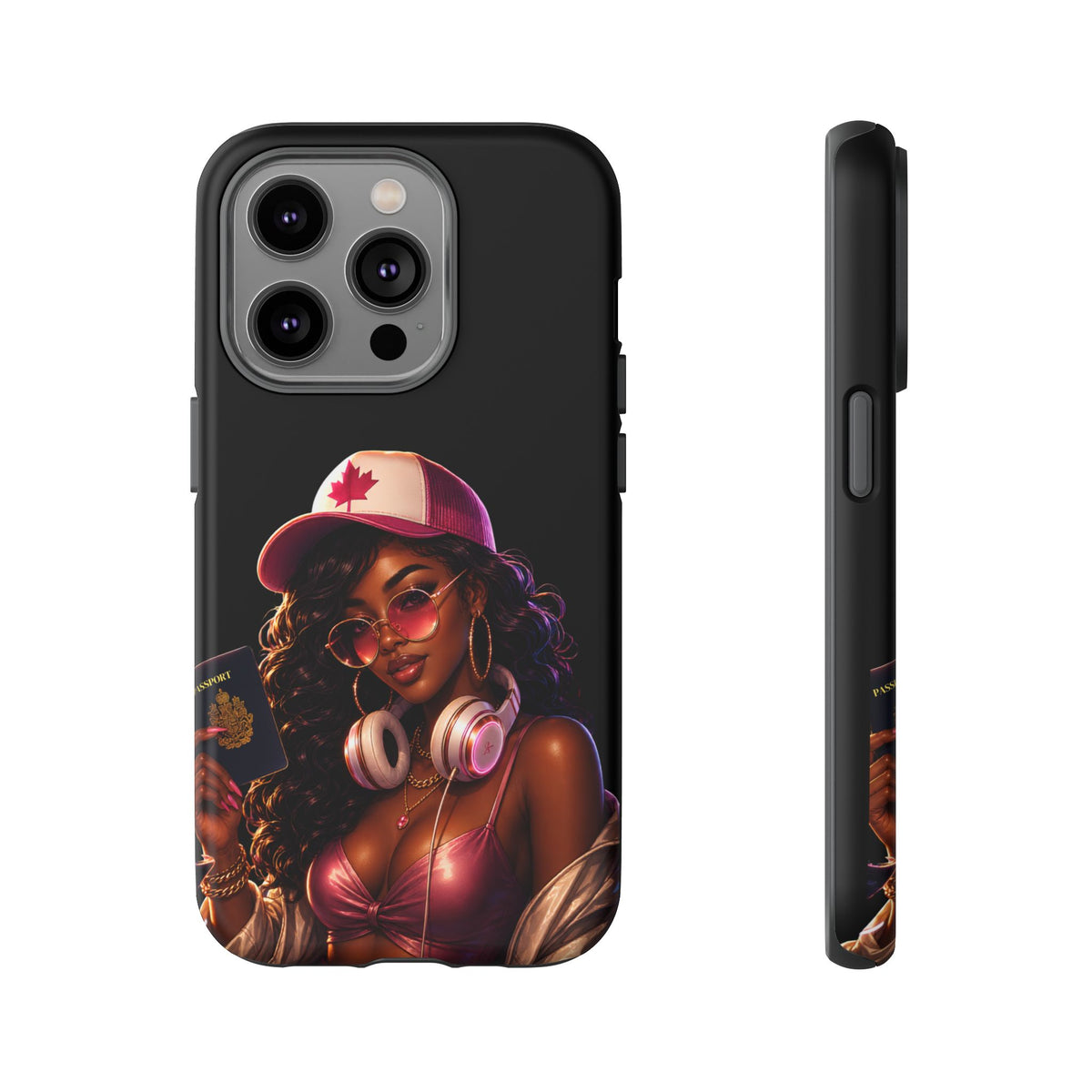 Phone Case - Cool Urban Woman with Headphones & Maple Hat