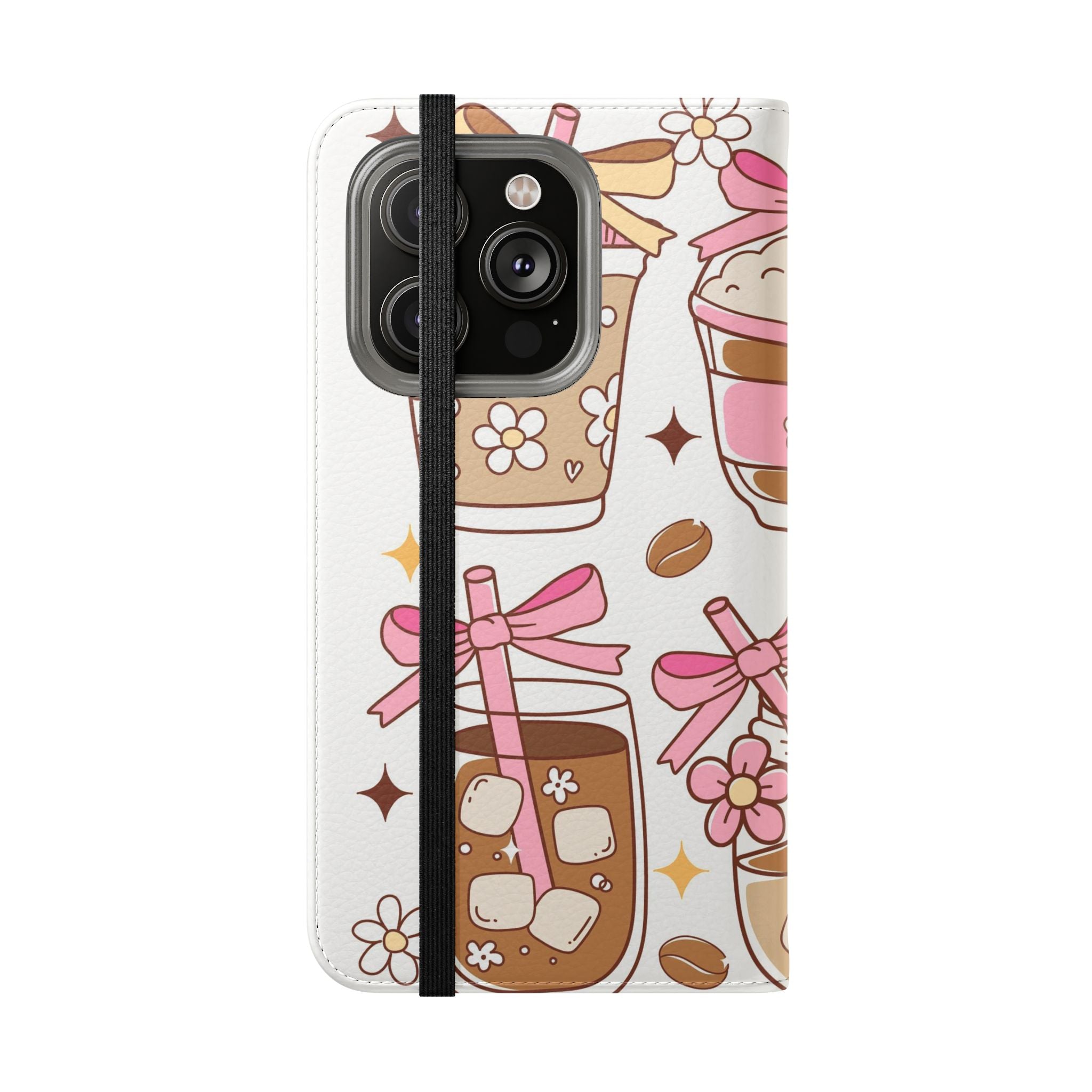 Cute Coffee & Latte Flip Phone Case – Cozy Boba & Dessert Wallet Cover